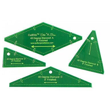 Cut Rite Slit n Sew Template 8 inch  Finished 45 Degree Diamond Set