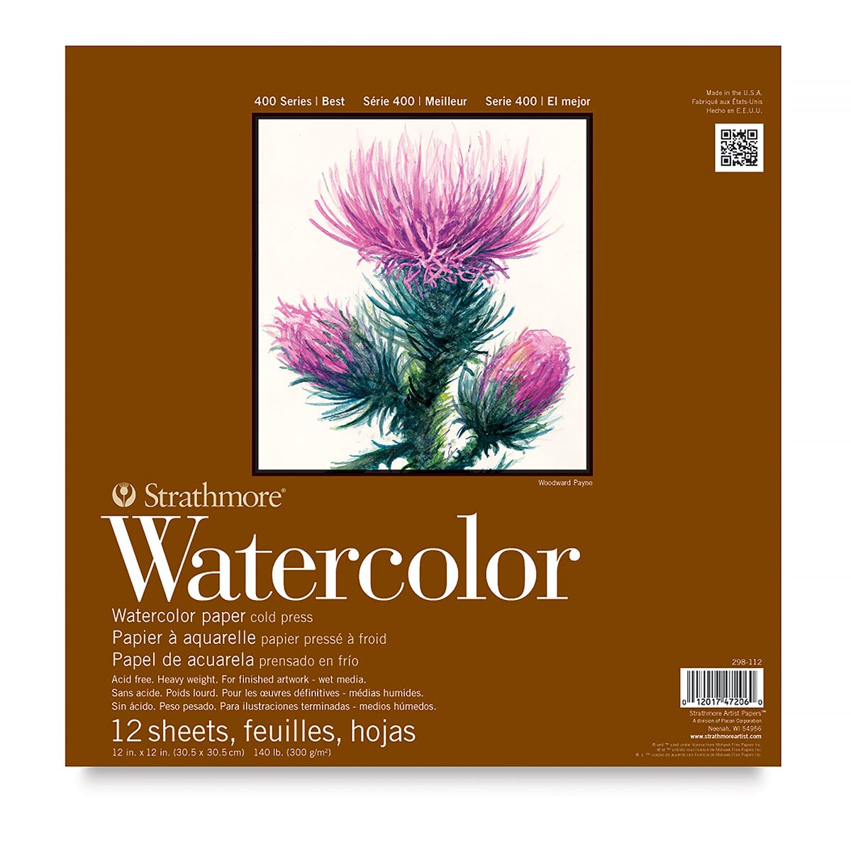 Strathmore 400 Series Watercolor Paper Pad - 12&#x22; x 12&#x22;, Tape Bound, 12 Sheets