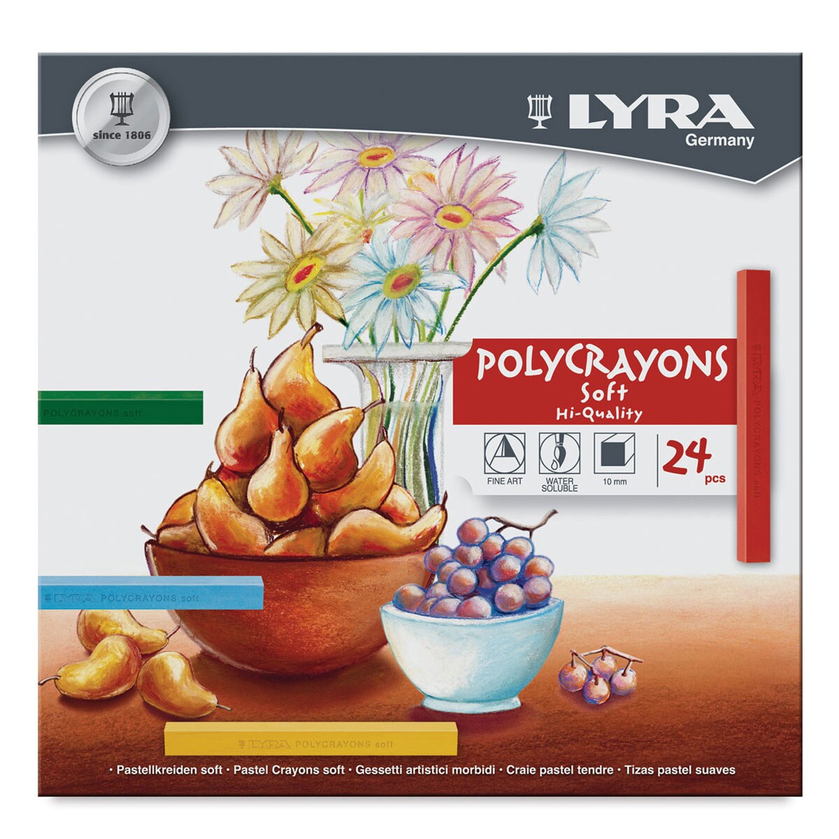 Lyra Polycrayons Soft Pastel - Assorted Colors, Set of 24