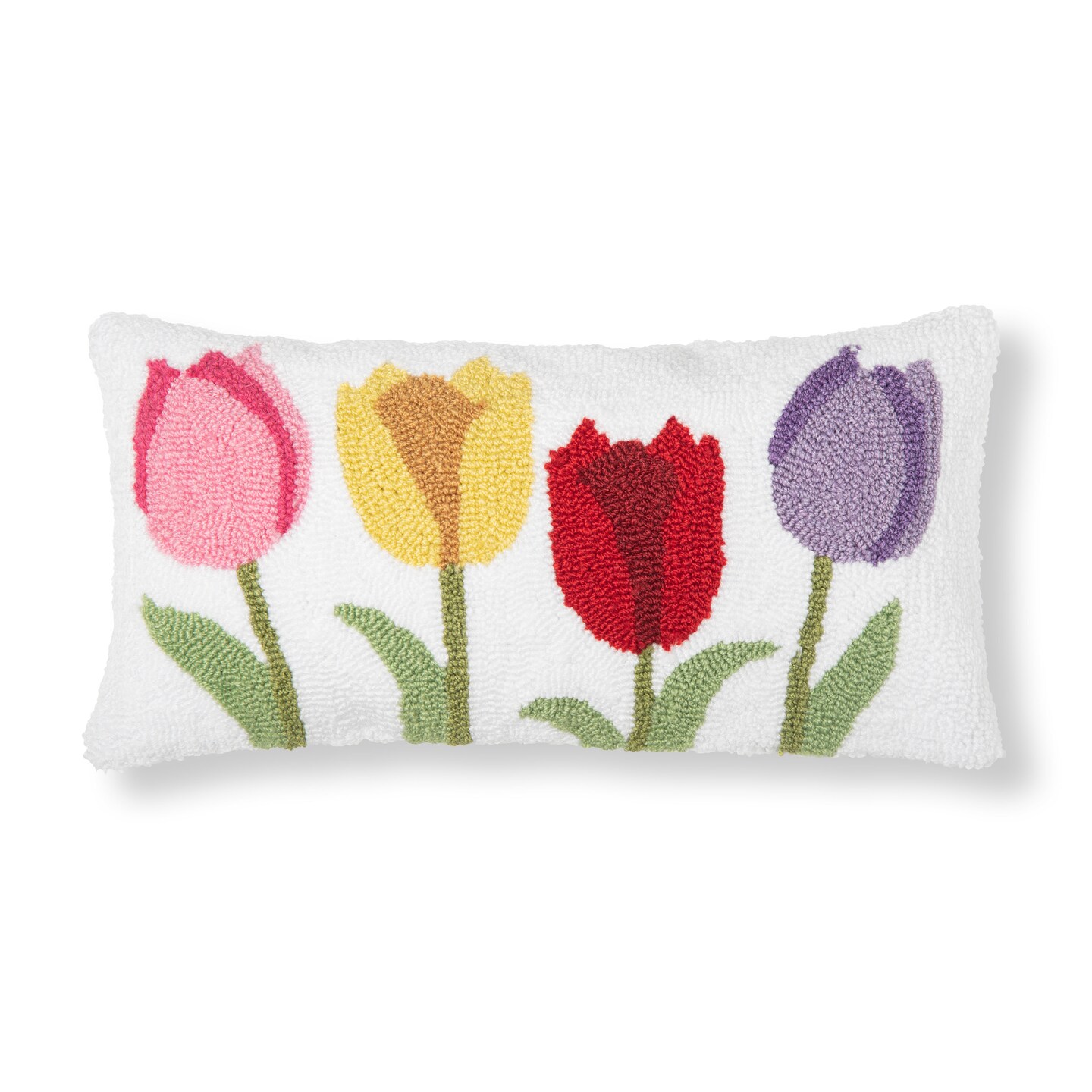 10&#x22; x 20&#x22; Tulip Garden Hooked Pillow