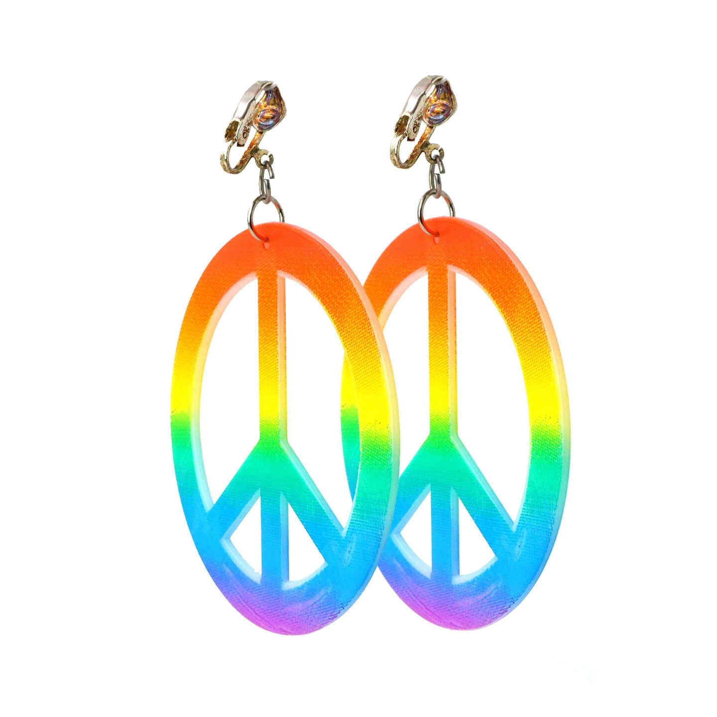 Hippie Style Peace Earrings - 1960's Hipster Fashion Peace Ear Rings - 1 Pair