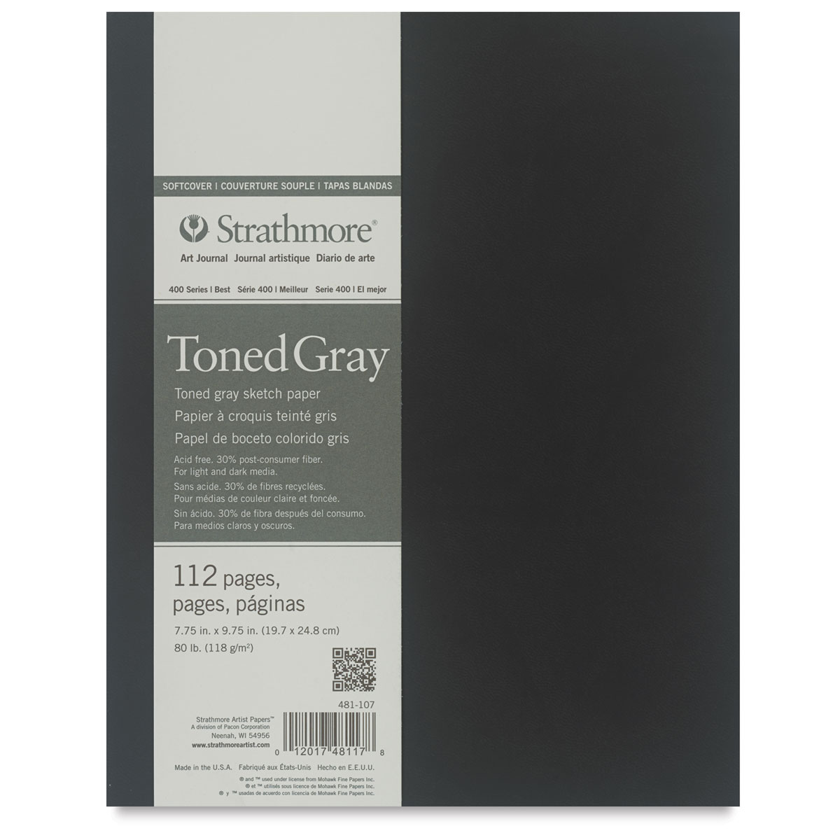 Strathmore Softcover 400 Series Toned Sketch Artist Journal - 9-3/4" x 7-3/4", Gray