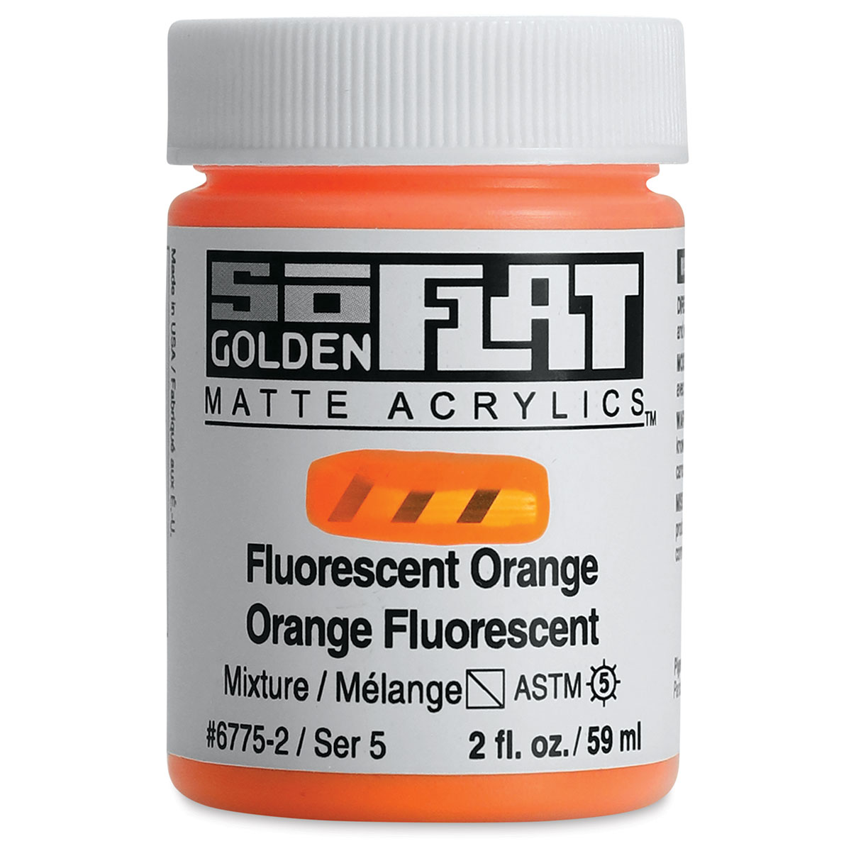 Golden SoFlat Matte Acrylic Paint - Fluorescent Orange, 59 ml, Jar