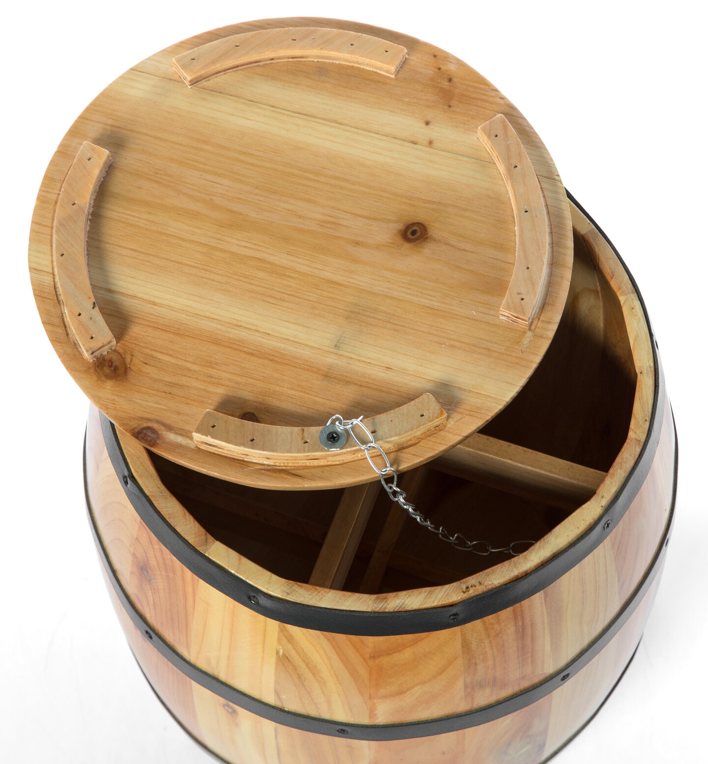 Wine Barrel 4 Sectional Crate With Removable Head Lid