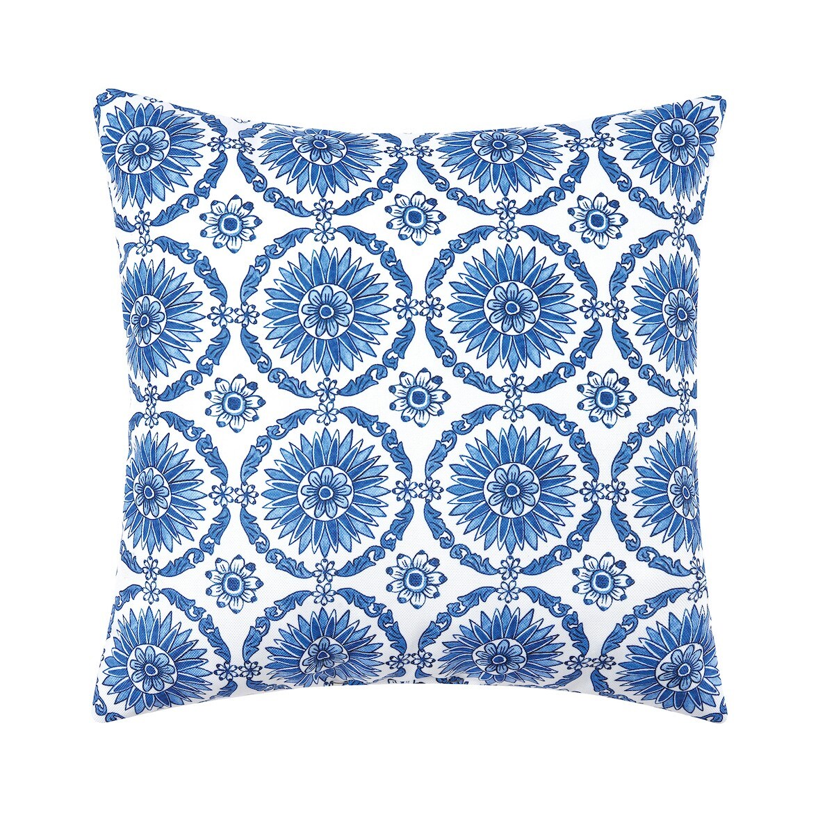 18" x 18" Delft Garden Circle Geometric Indoor/Outdoor Throw Pillow