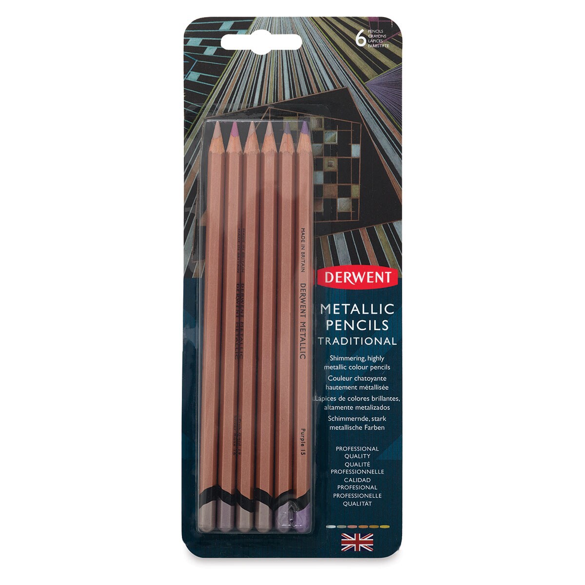 Derwent Professional Metallic Colored Pencils - Traditional Colors, Set of 6