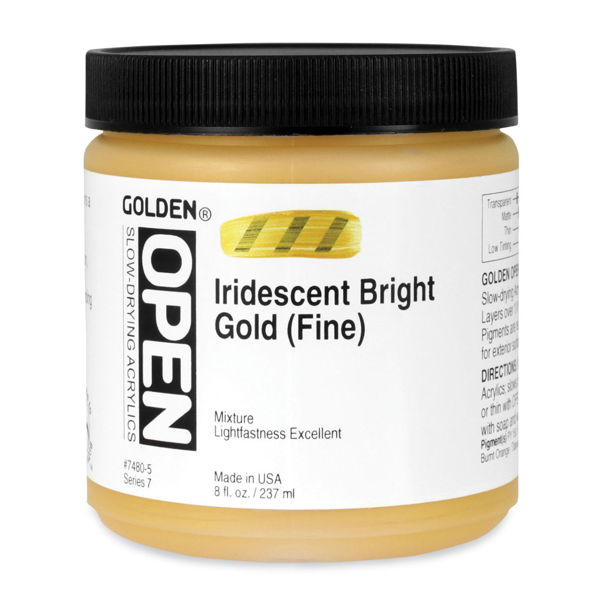 Golden Open Acrylics - Iridescent Bright Gold (Fine), 8 oz Jar