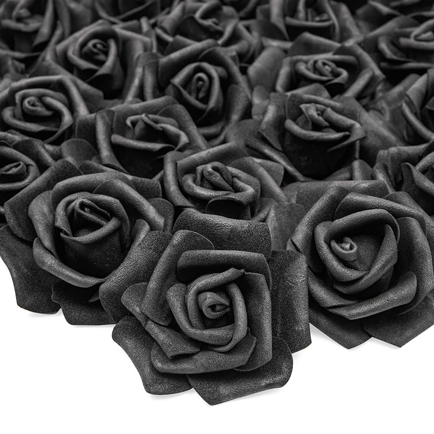 100-Pack Black Artificial Flowers, Bulk Stemless Fake Foam Roses for Decorations, DIY Crafts, Bouquets (3 In)