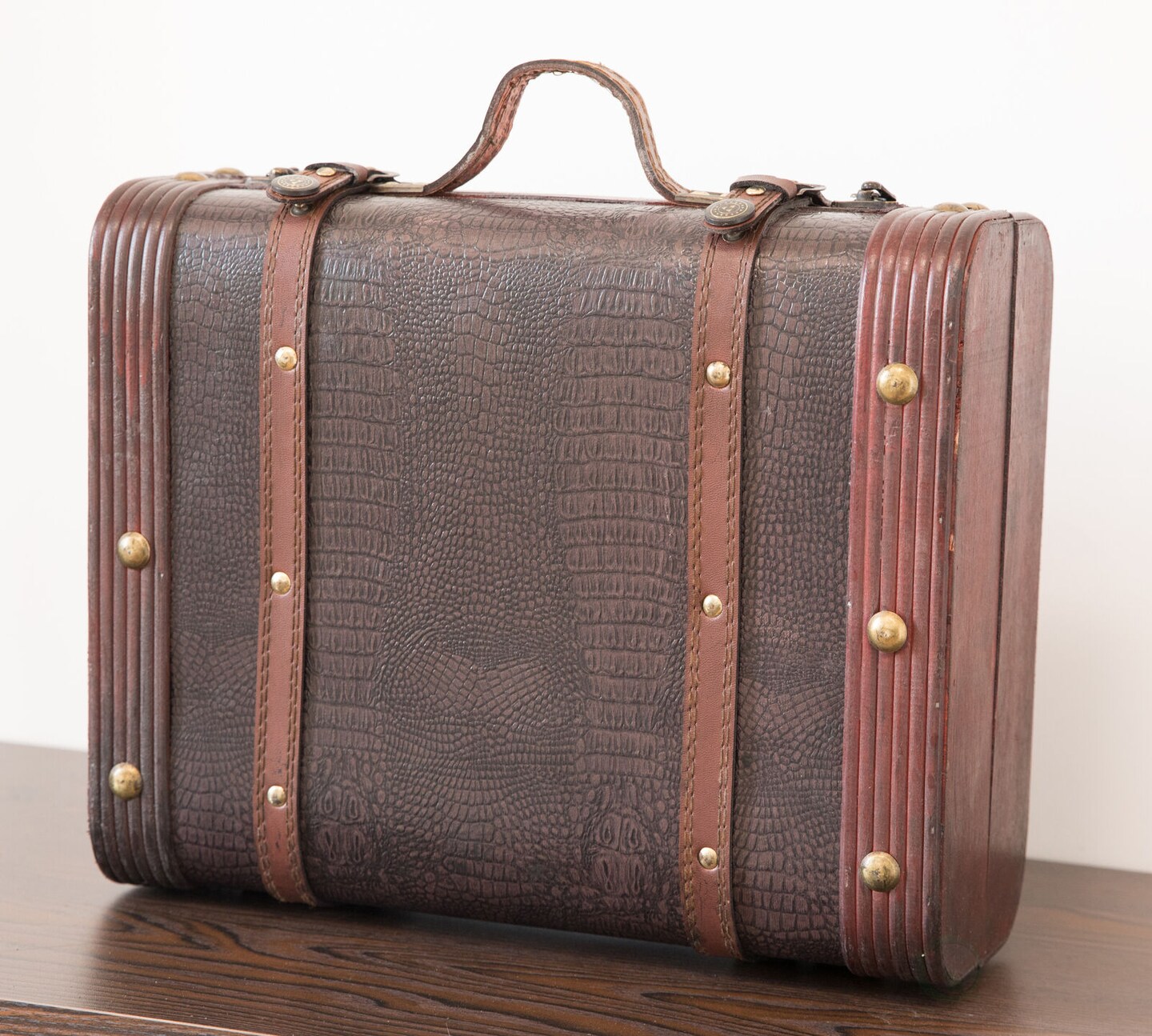 Decorative Wooden Leather Suitcase