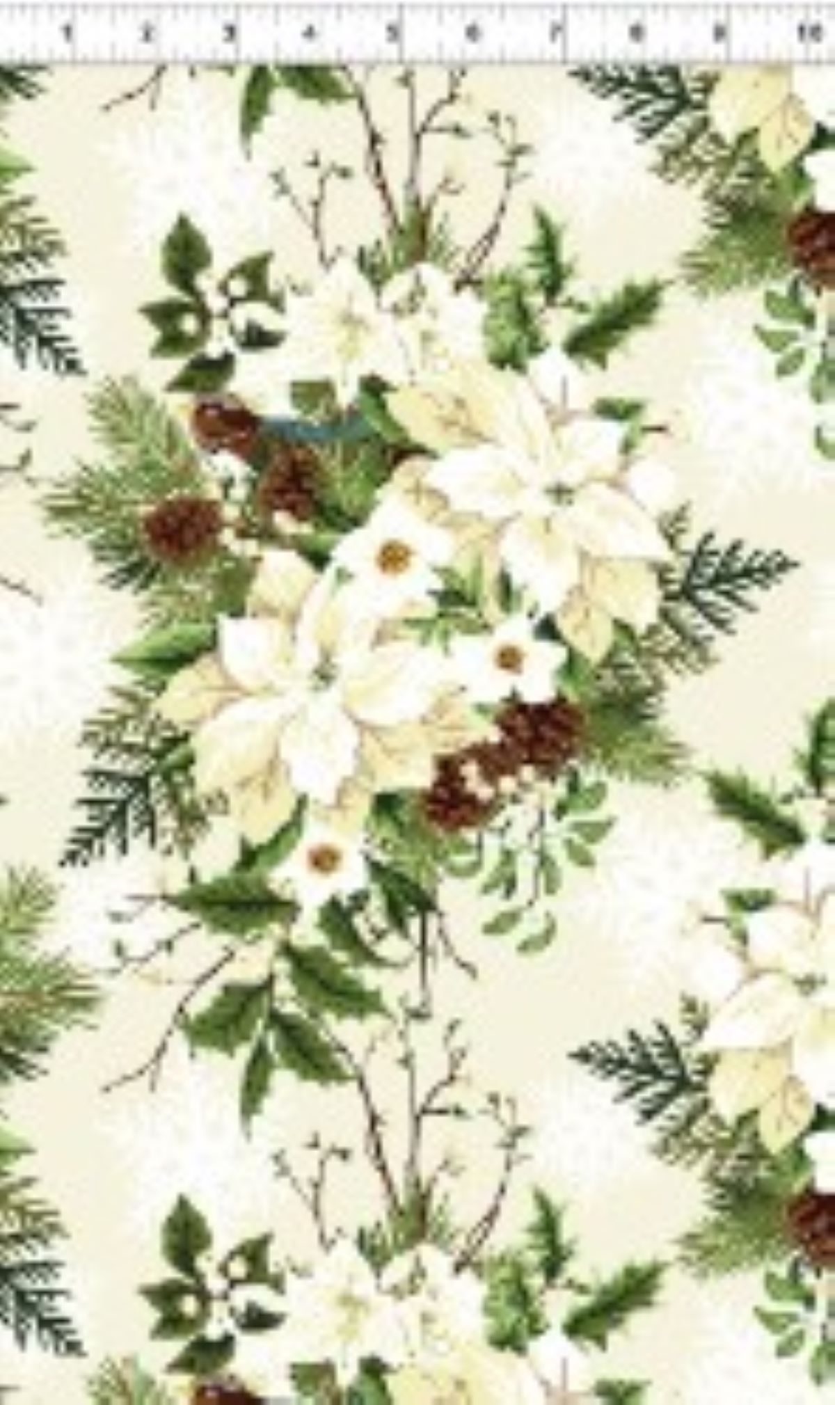 Winter Twist White Pointsettias Cotton Fabric by Jason Yenter In The ...