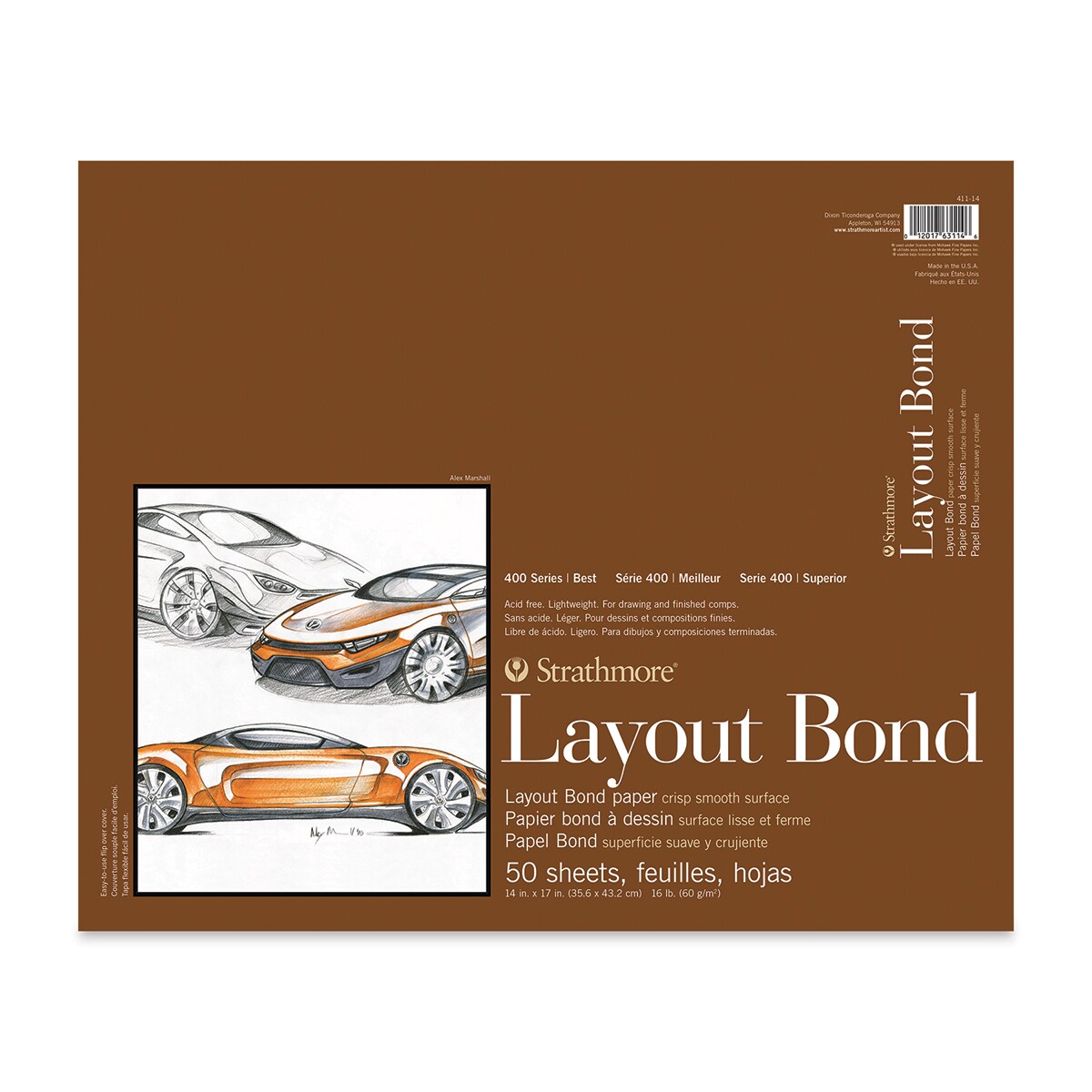Strathmore 400 Series Layout Bond Pad - 14&#x22; x 17&#x22;, Tape Bound, 50 Sheets