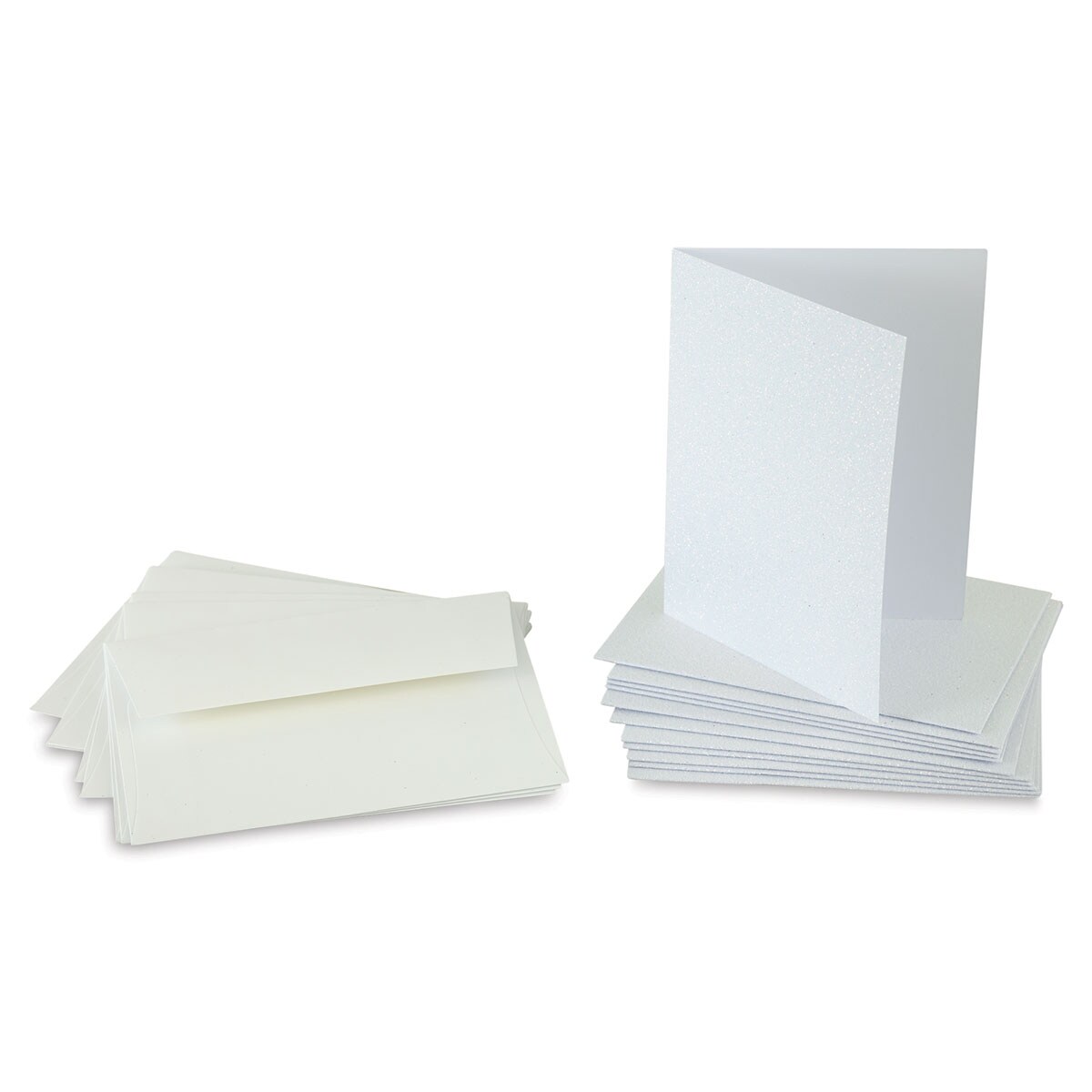 Paper Accents Glitter Card and Envelope Set - Iridescent White, Pkg of 12