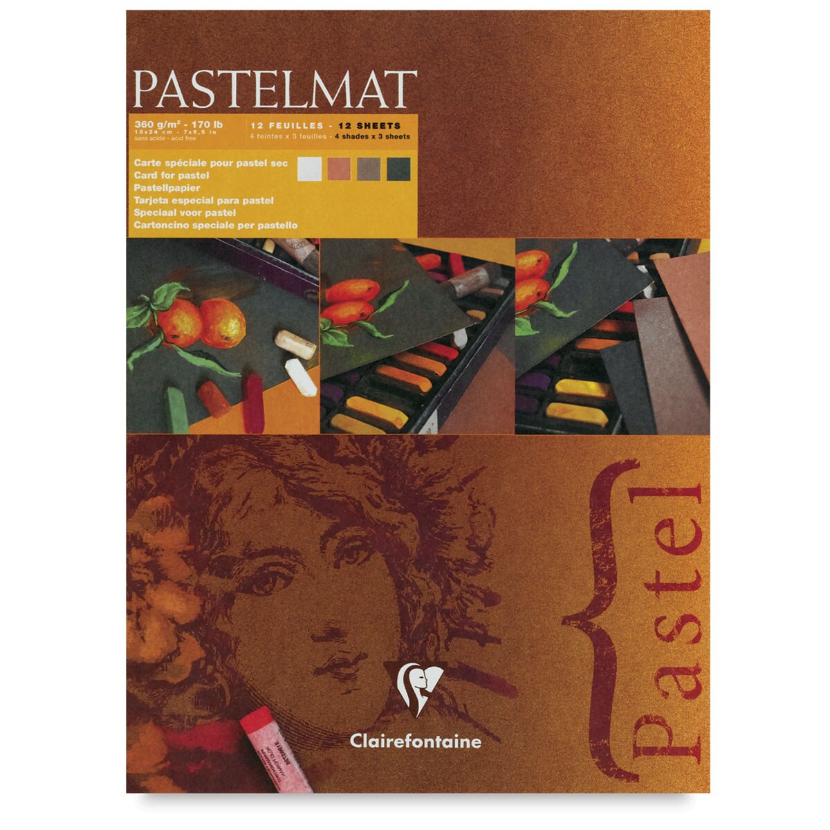 Clairefontaine Pastelmat Pastel Paper 12 Sheets 360gsm Assorted Shades