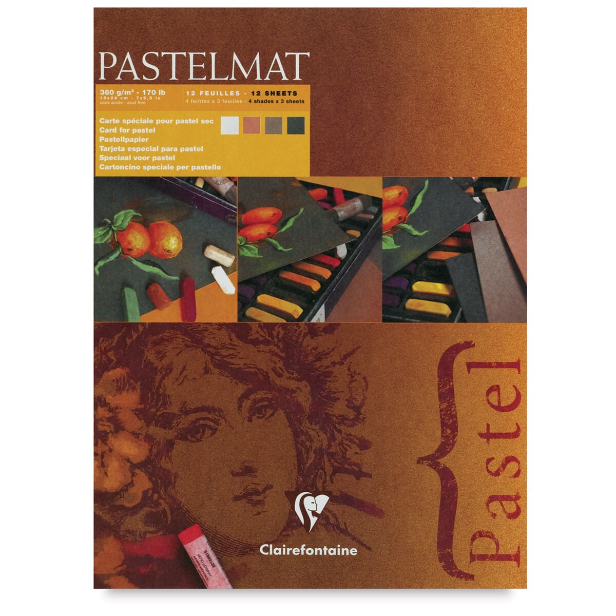 Clairefontaine Pastelmat Pad - 7" x 9-1/2", Assorted, Palette No. 2, 12 Sheets
