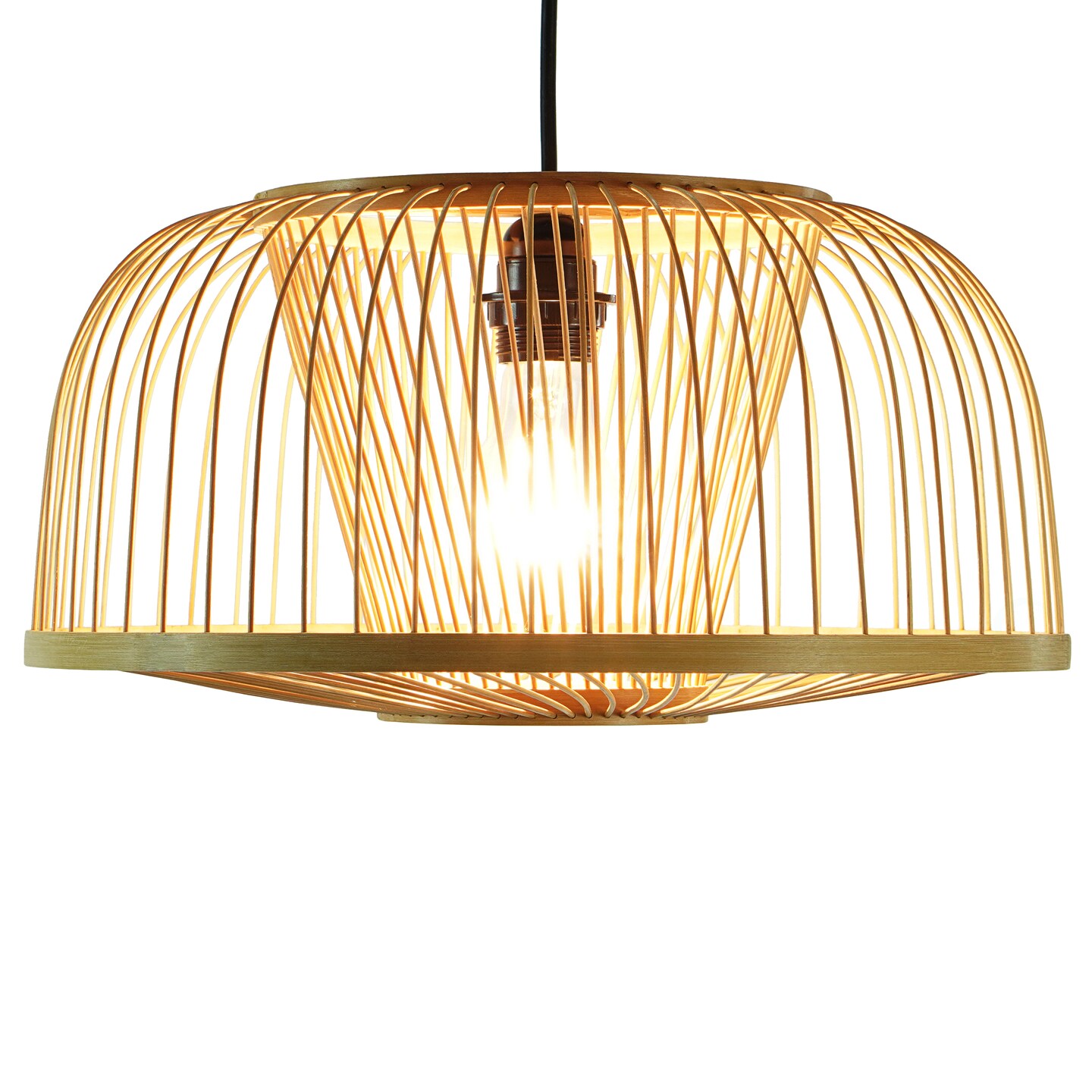 Modern Oval Bamboo Wicker Rattan Hanging Light Shade for Living Room, Dining Room, Entryway