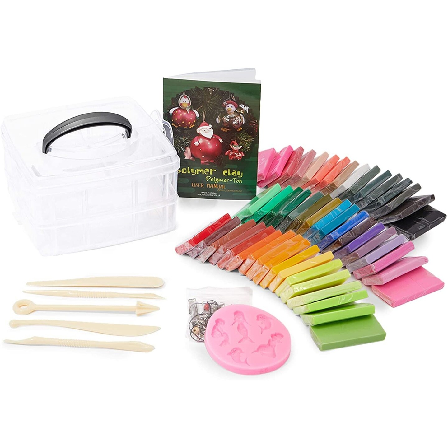Polymer Air Dry Clay Tools for DIY Jewelry, Oven Bake Craft Kit (50 Colors, 95 Pieces)