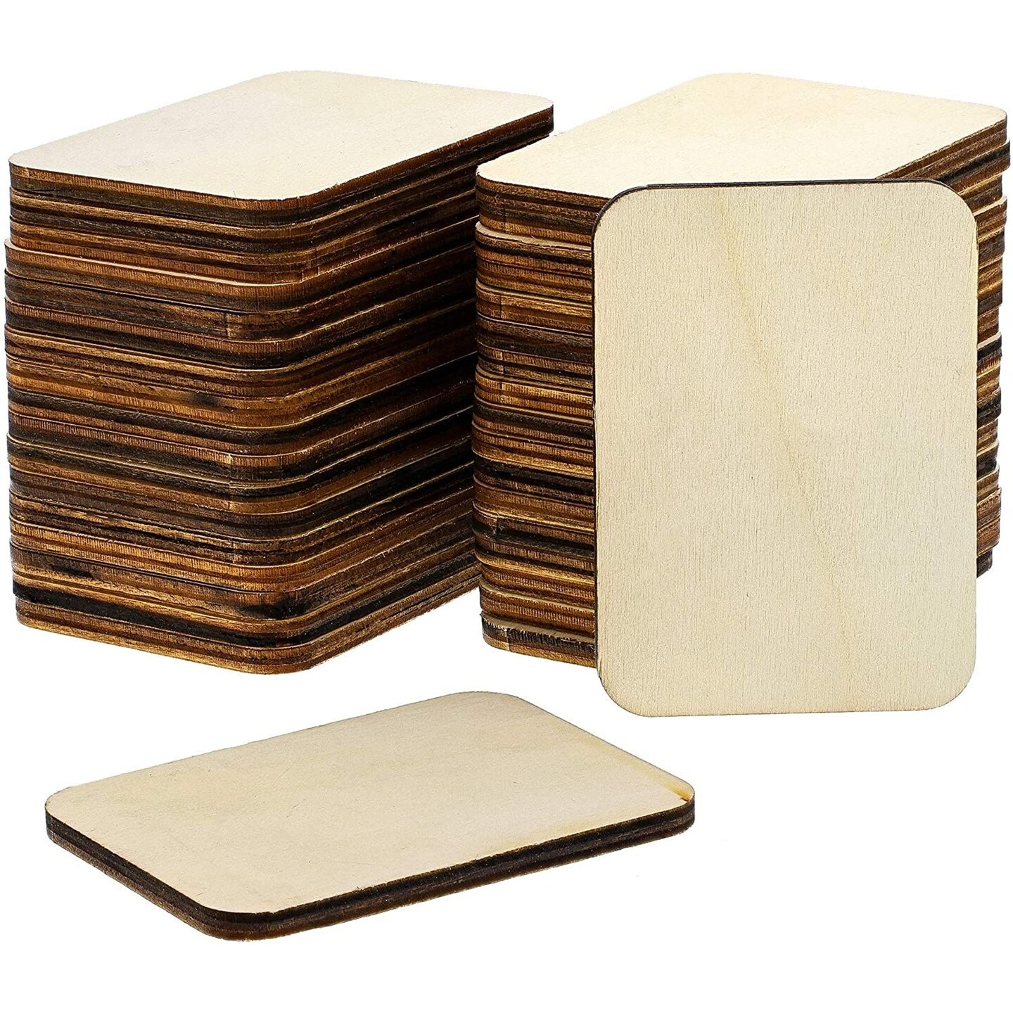 36 Pack Unfinished Wood Rectangles for Crafts, 2.5 x 3.5 Wooden Cutouts ...