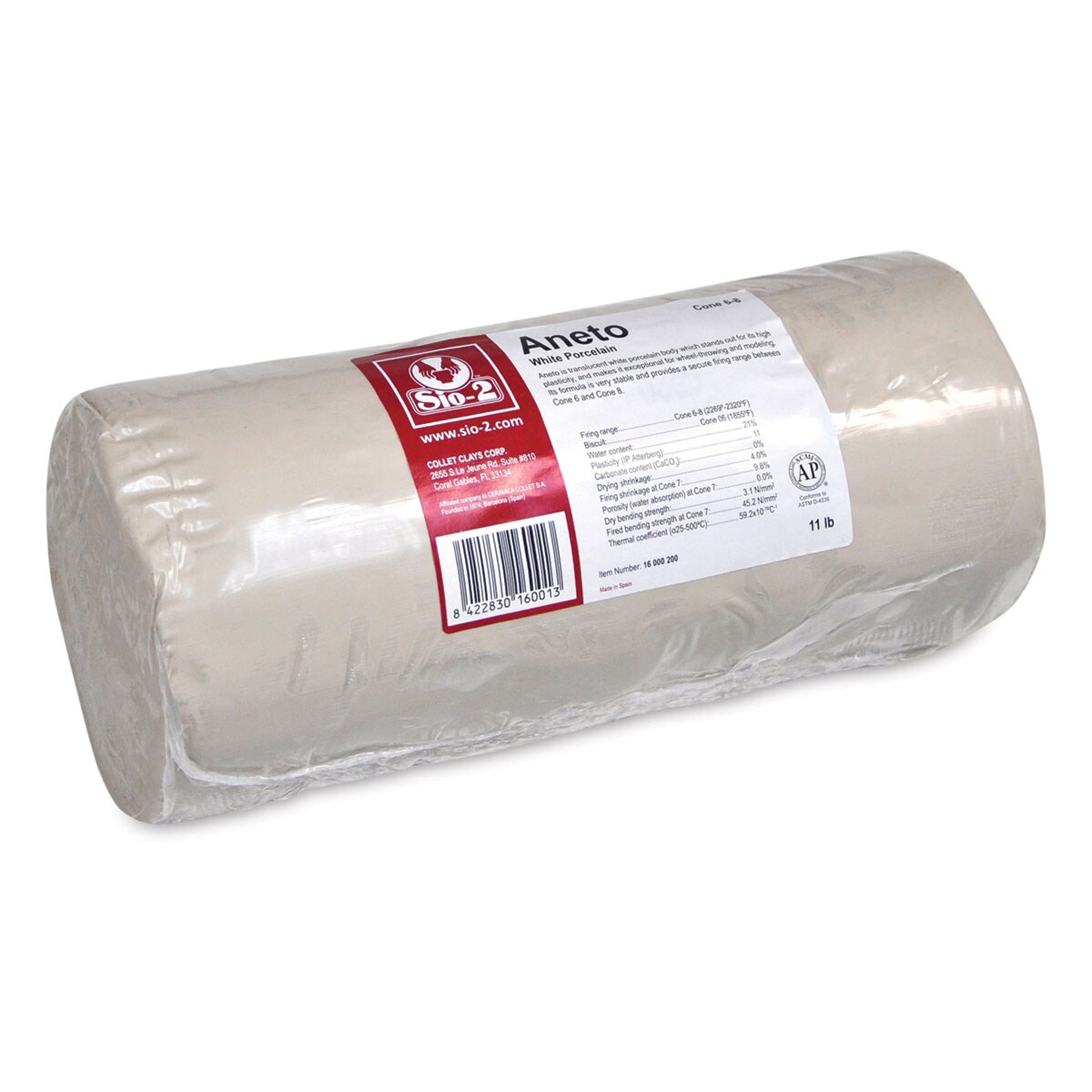 Sio-2 Aneto White Porcelain Clay - 11 lb