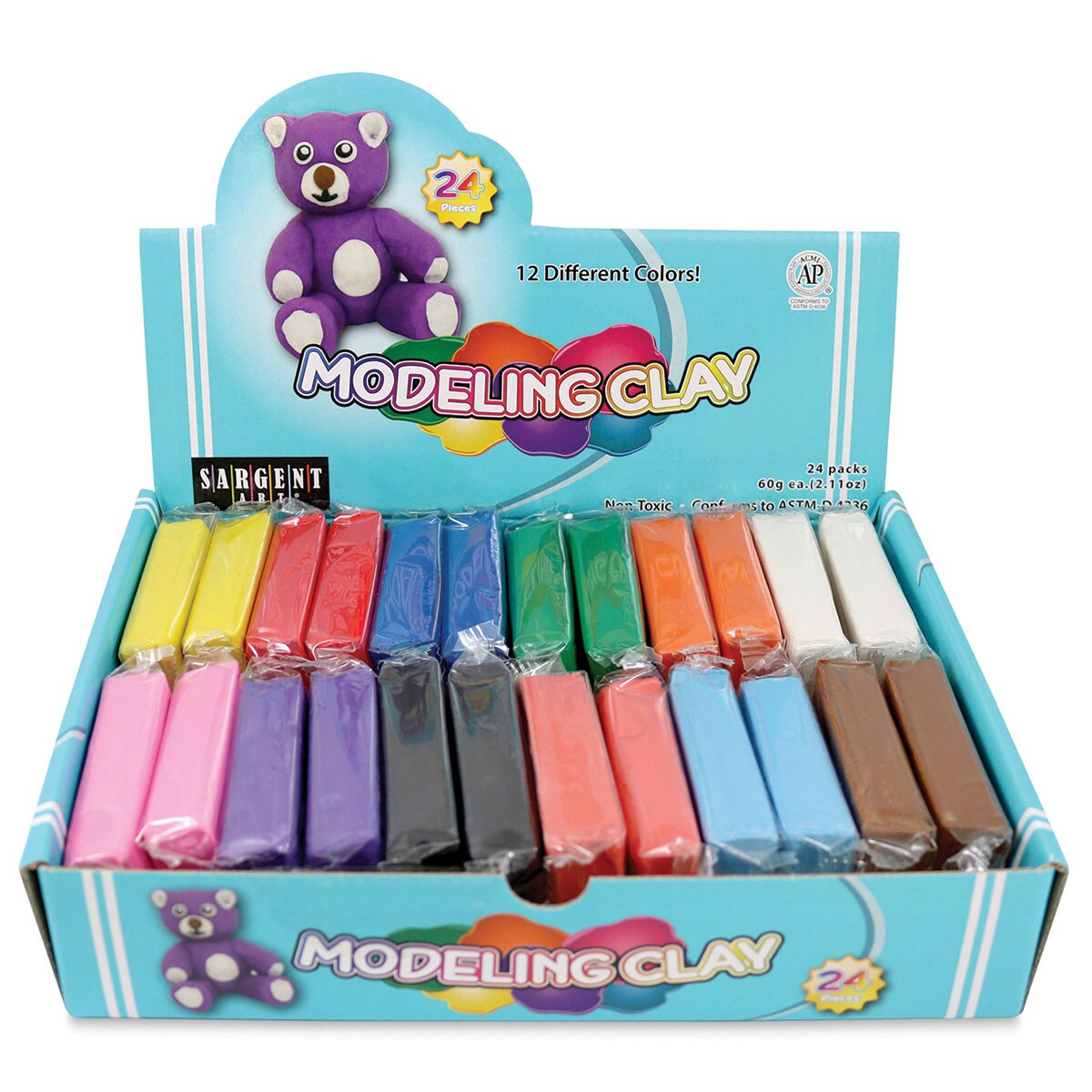 Sargent Art Non-Hardening Modeling Clay - Assorted Colors, Set of 24