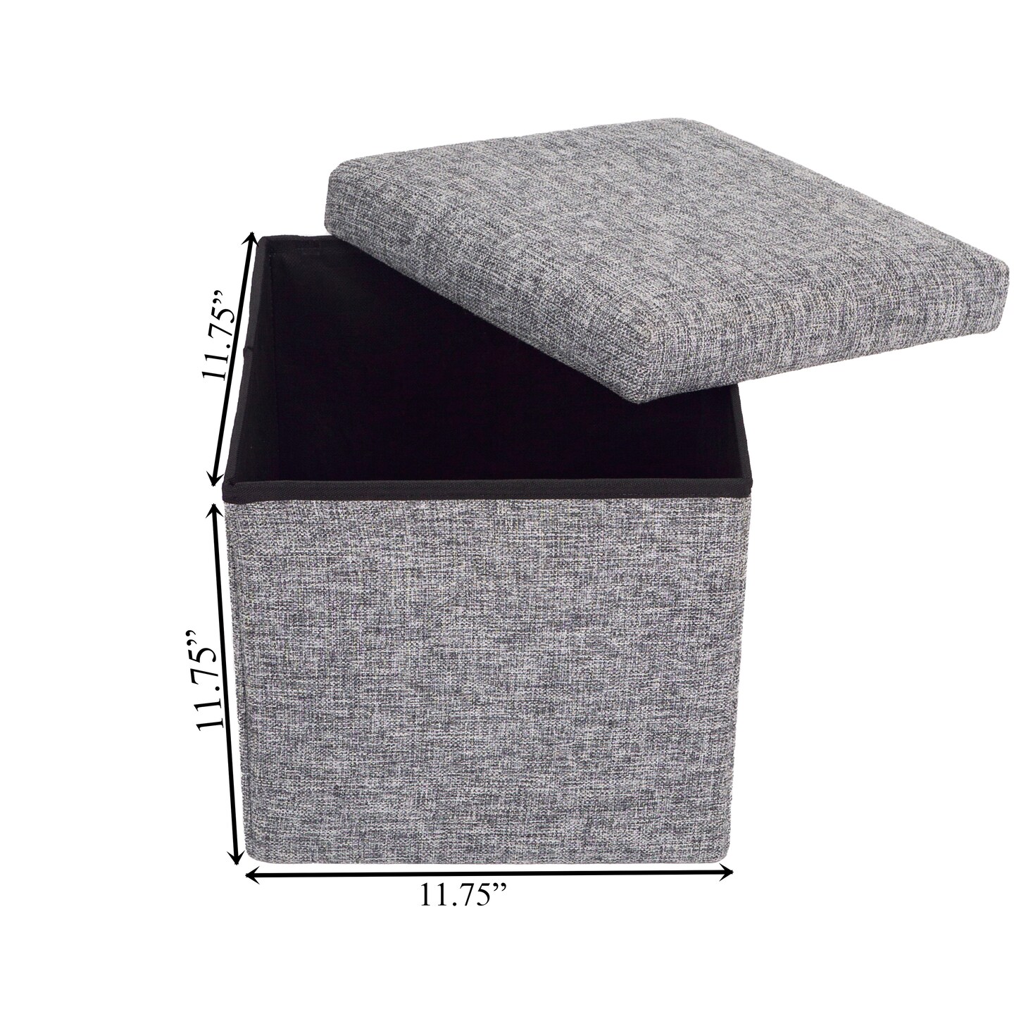 Decorative Grey Foldable Cube Ottoman Stools for Living Room, Bedroom, Dining, Playroom or Office