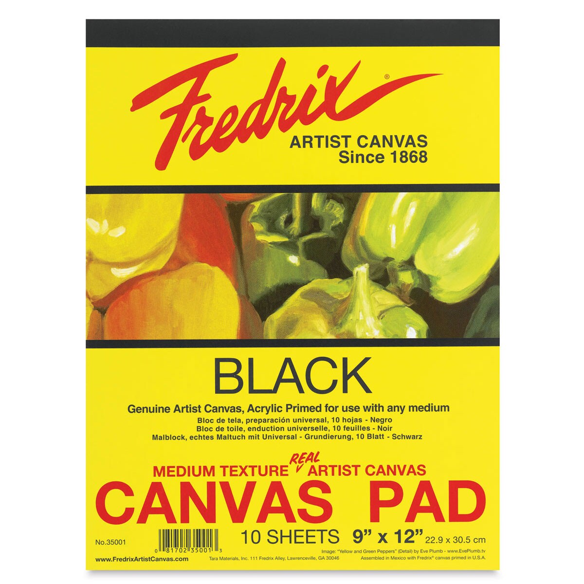 Fredrix Canvas Pad - 9&#x22; x 12&#x22;, Black, 10 Sheets