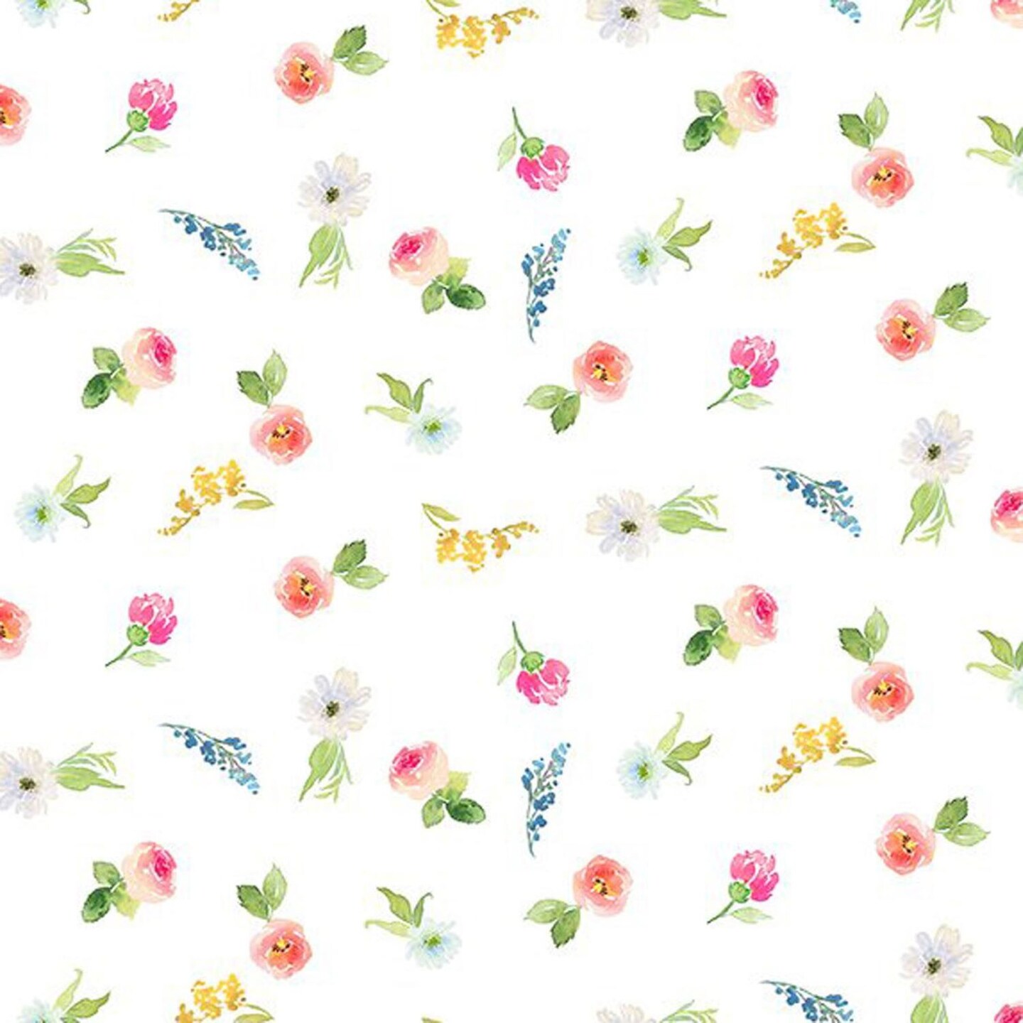 Victoria White Small Flowers Floral Cotton Fabric In the Beginning by the yard