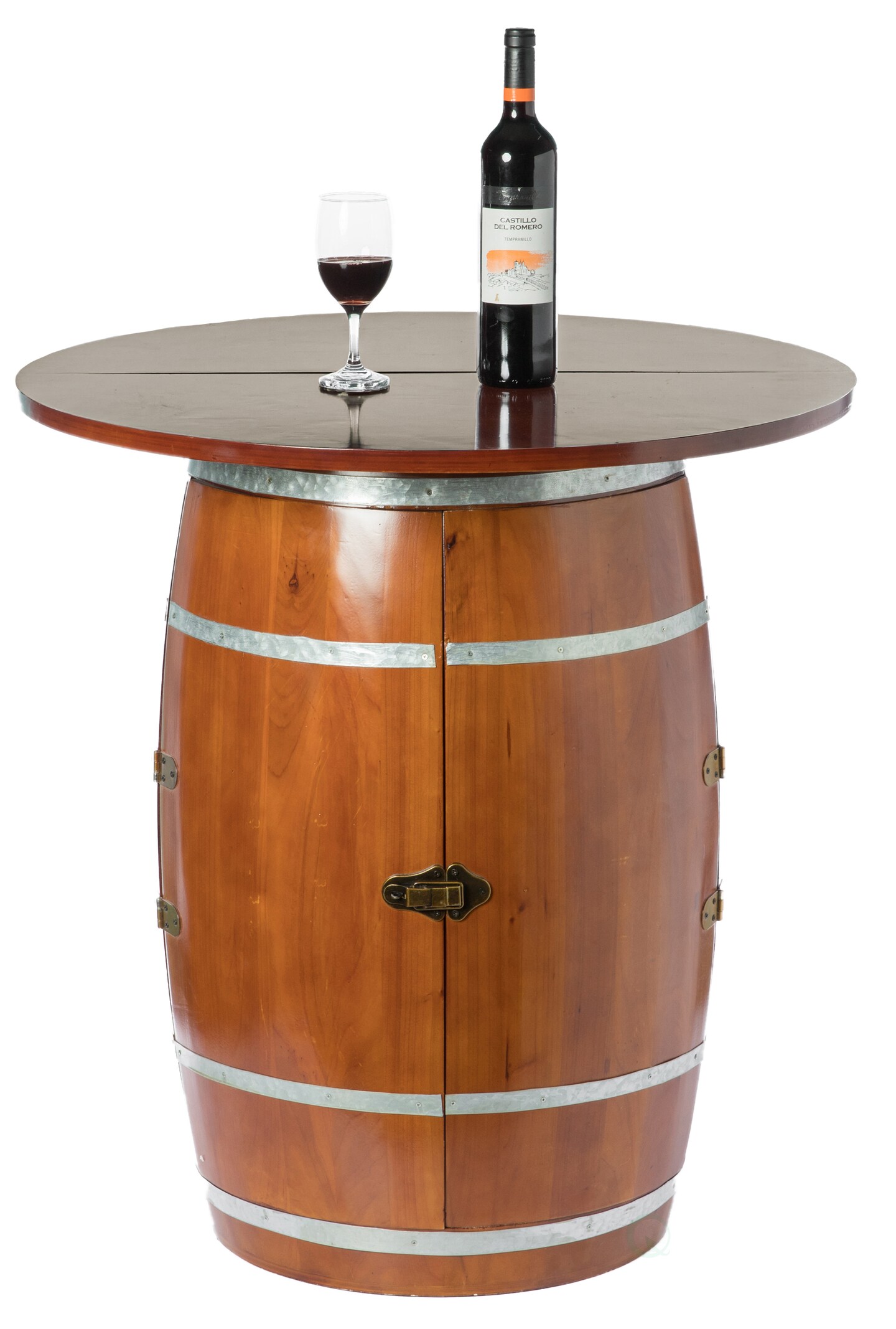 Wine Barrel Round Table Wine Storage Cabinet