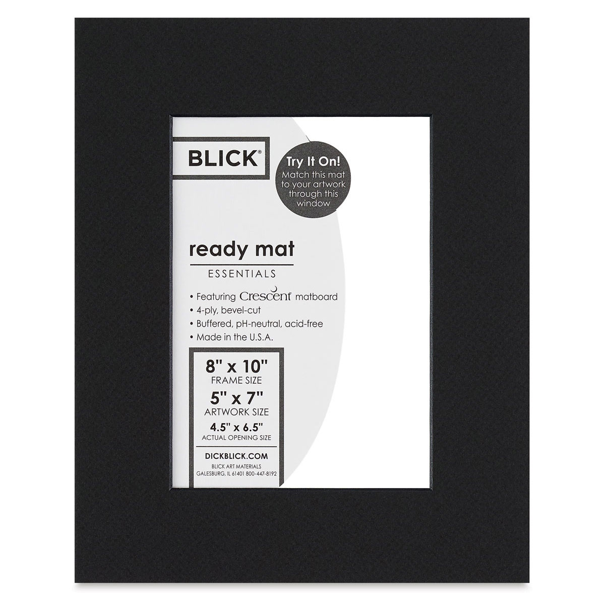 Blick Black Core Pre-Cut Mat - 8 x 10 w/ 4-1/2 x 6-1/2 opening