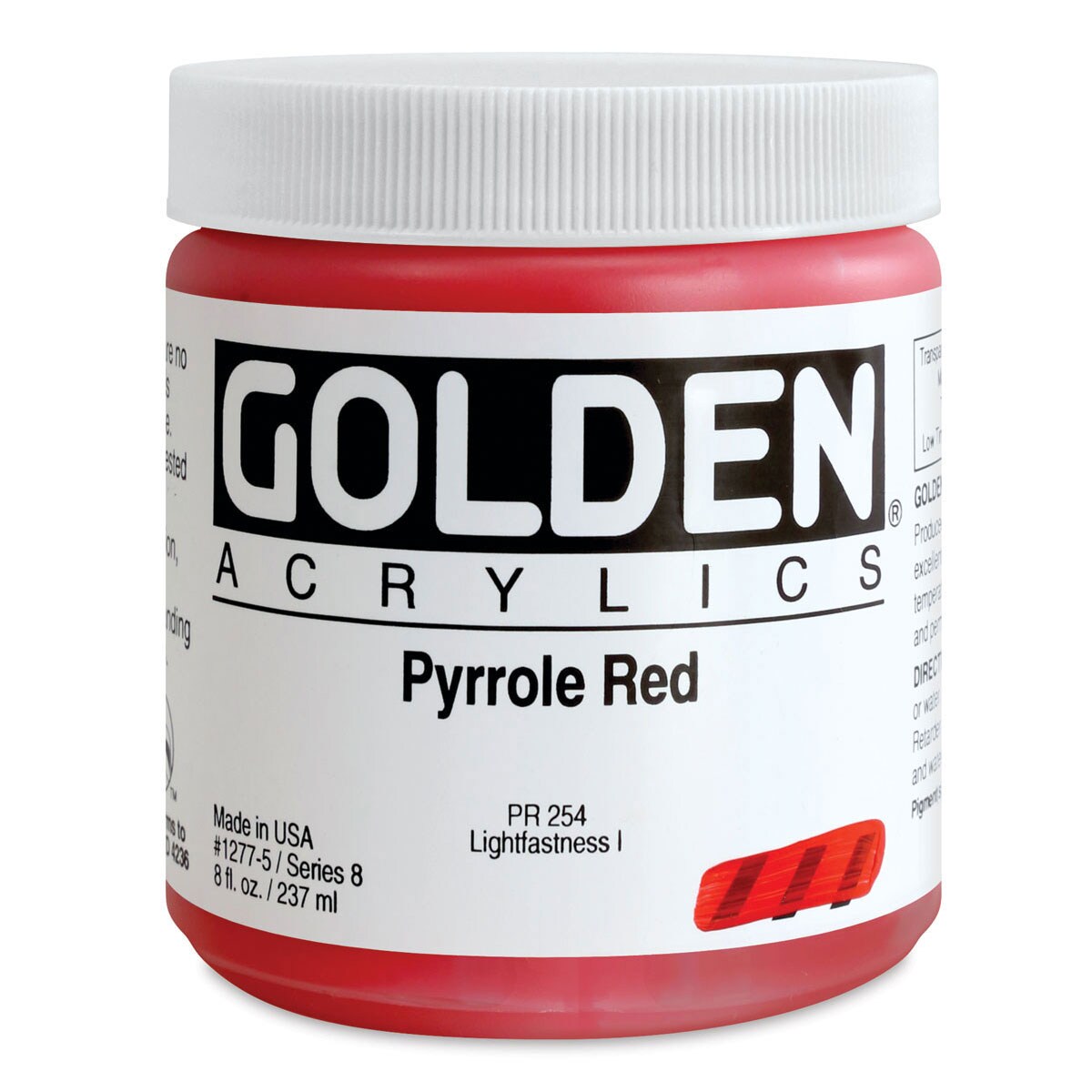 Golden Heavy Body Artist Acrylics - Pyrrole Red, 8 oz Jar