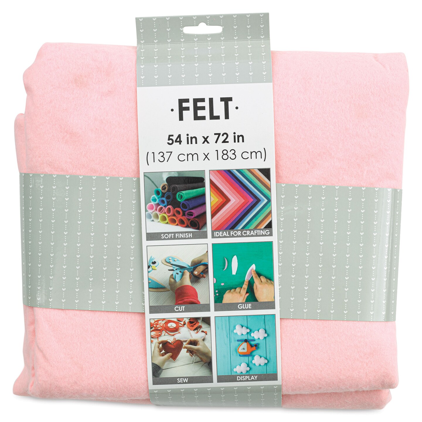 Camelot Fabrics Emma and Mila Felt Fabric Cuts - Light Pink, 54&#x201D; x 72&#x201D;, Pkg of 2