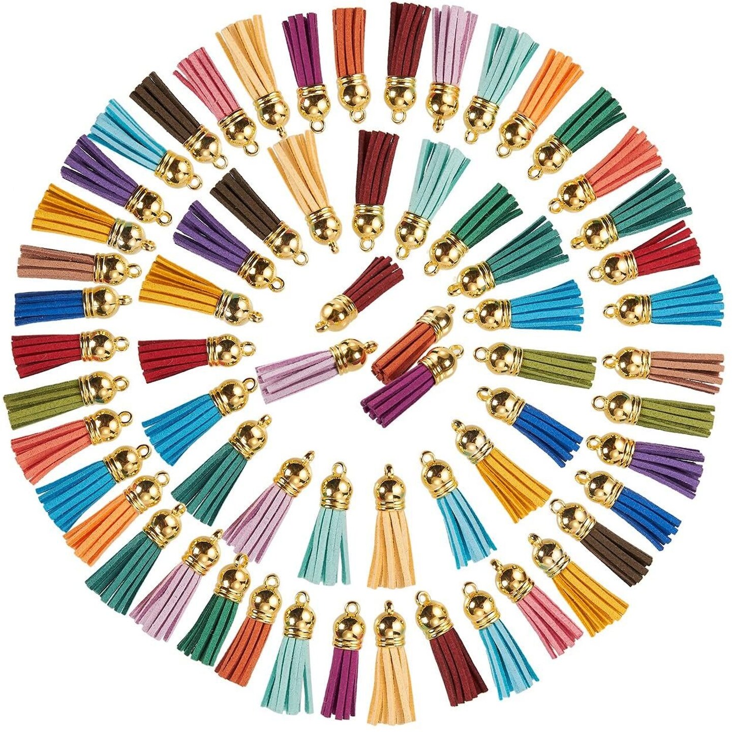 Juvale Leather Tassel Keychain - 100-Piece Faux Leather Suede Tassel Charm,  Multi-Color, 20 Assorted Colors (1.5 Inches)