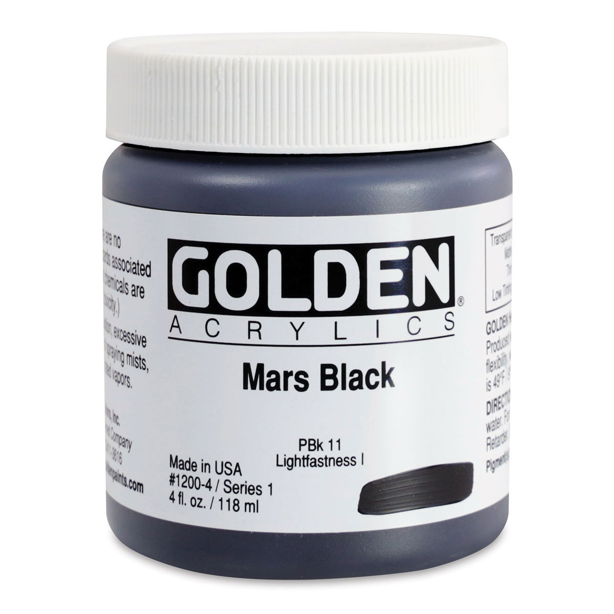 Golden Heavy Body Artist Acrylics - Mars Black, 4 oz Jar