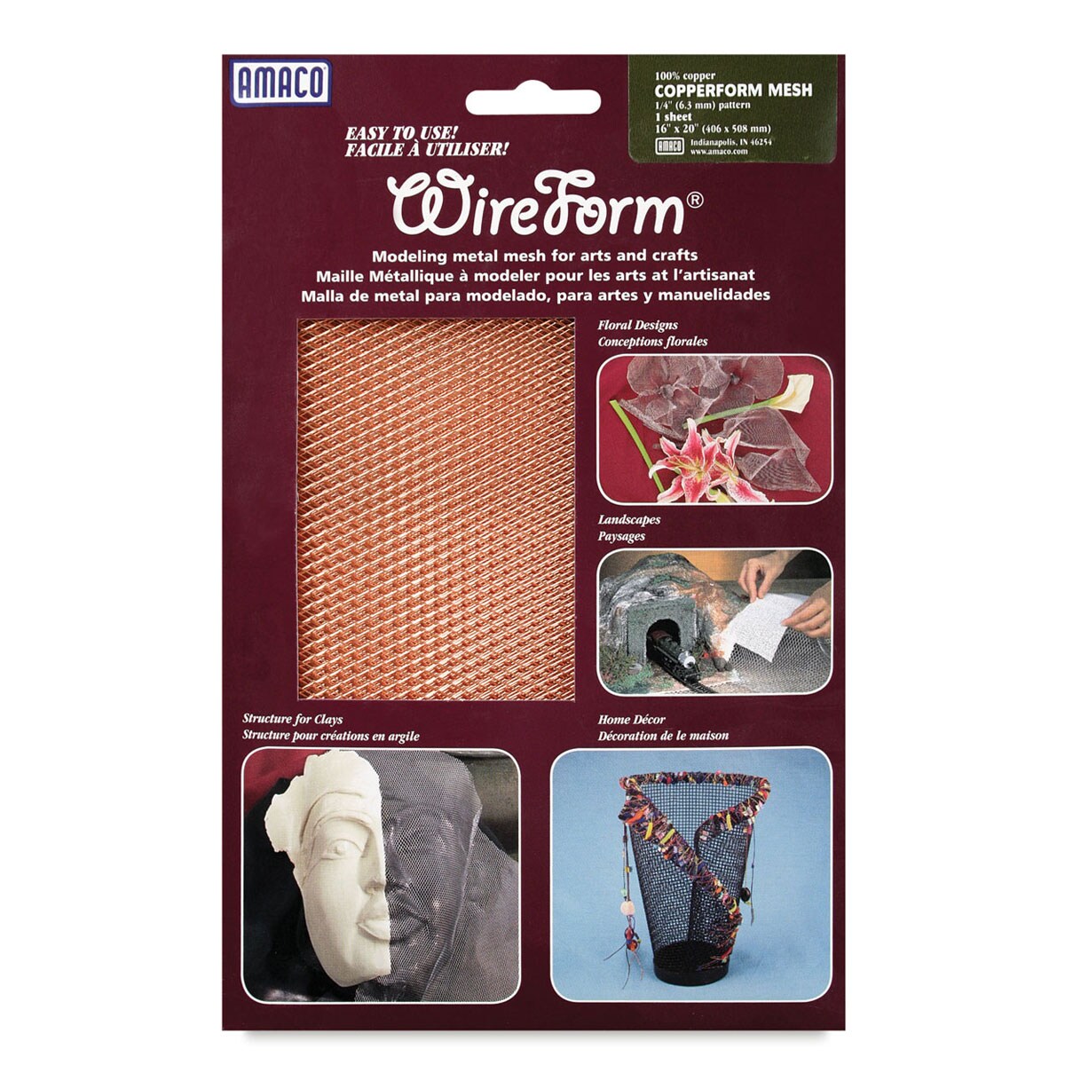 Amaco Wireform Copper Form Mesh - Sheet, 1 Sheet, 16&#x22; x 20&#x22;