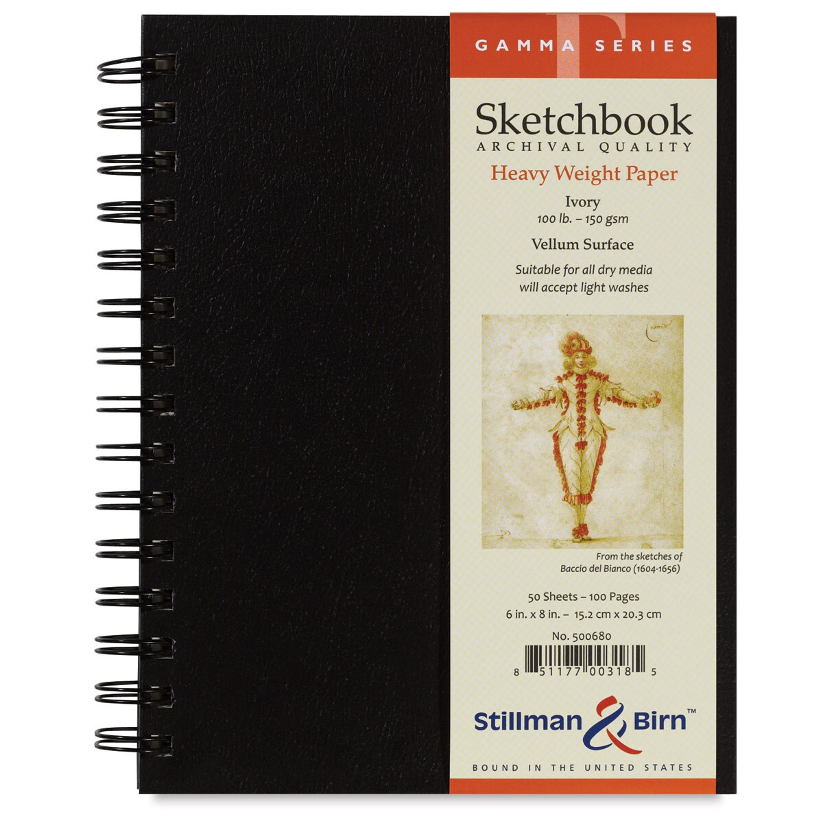 Stillman & Birn Gamma Series Spiralbound Sketchbook - 8" x 6", Portrait, 50 Sheets