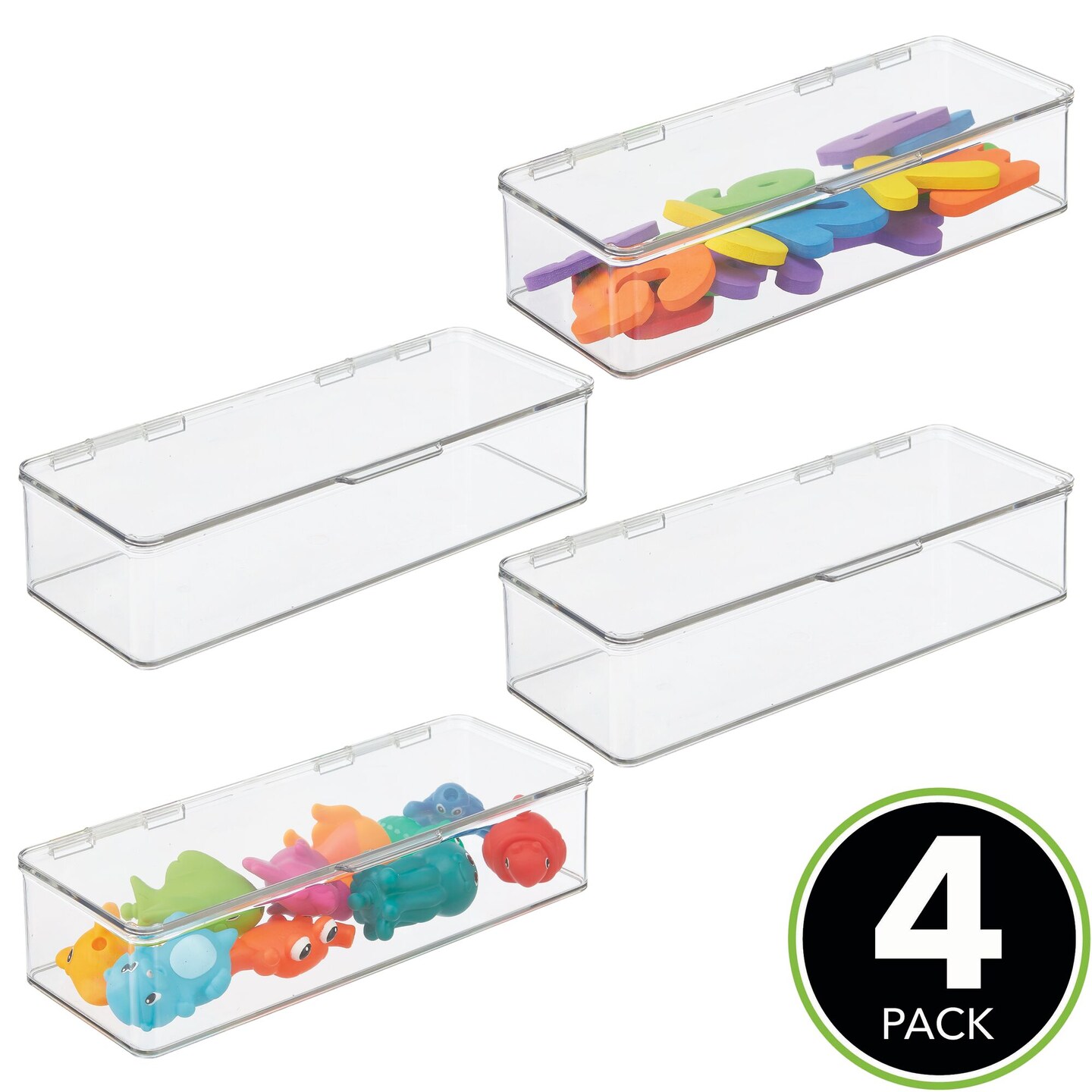 mDesign Plastic Stackable Toy/Game Storage Bin Box Hinged Lid 4 Pack Michaels