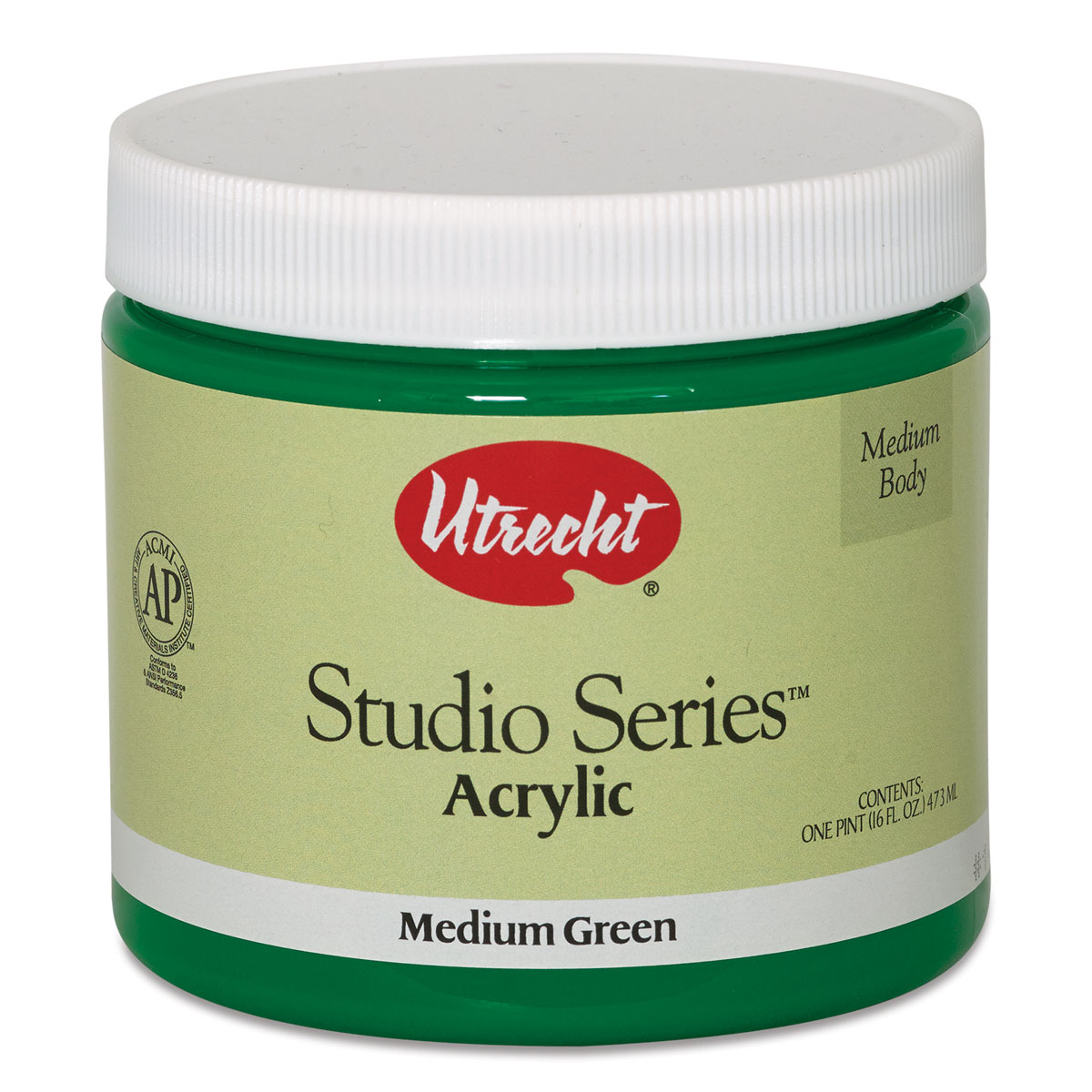 Utrecht Studio Series Acrylic Paint Medium Green, Pint Michaels