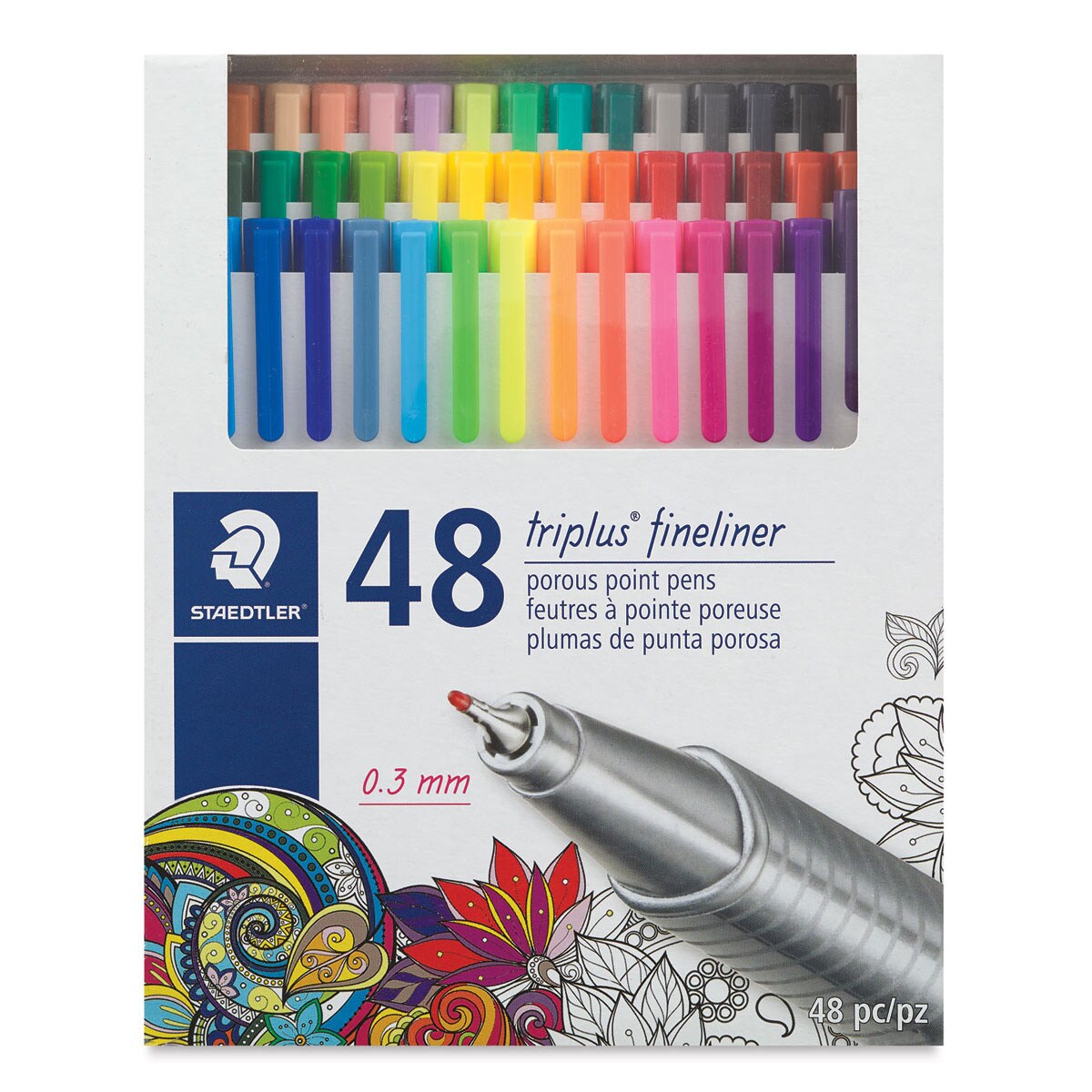 Staedtler Triplus Fineliner Pens 6 Color in Case, 0.3mm, Metal Clad Tip,  Assorted