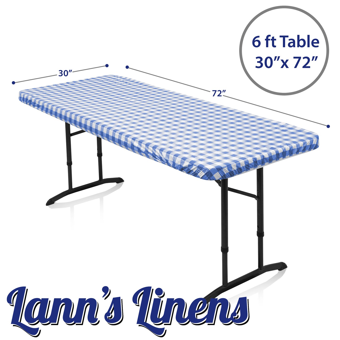 Lann&#x27;s Linens Vinyl Tablecloth with Flannel Backing, Patterned - Fitted Waterproof Table Cover for Indoor / Outdoor Use