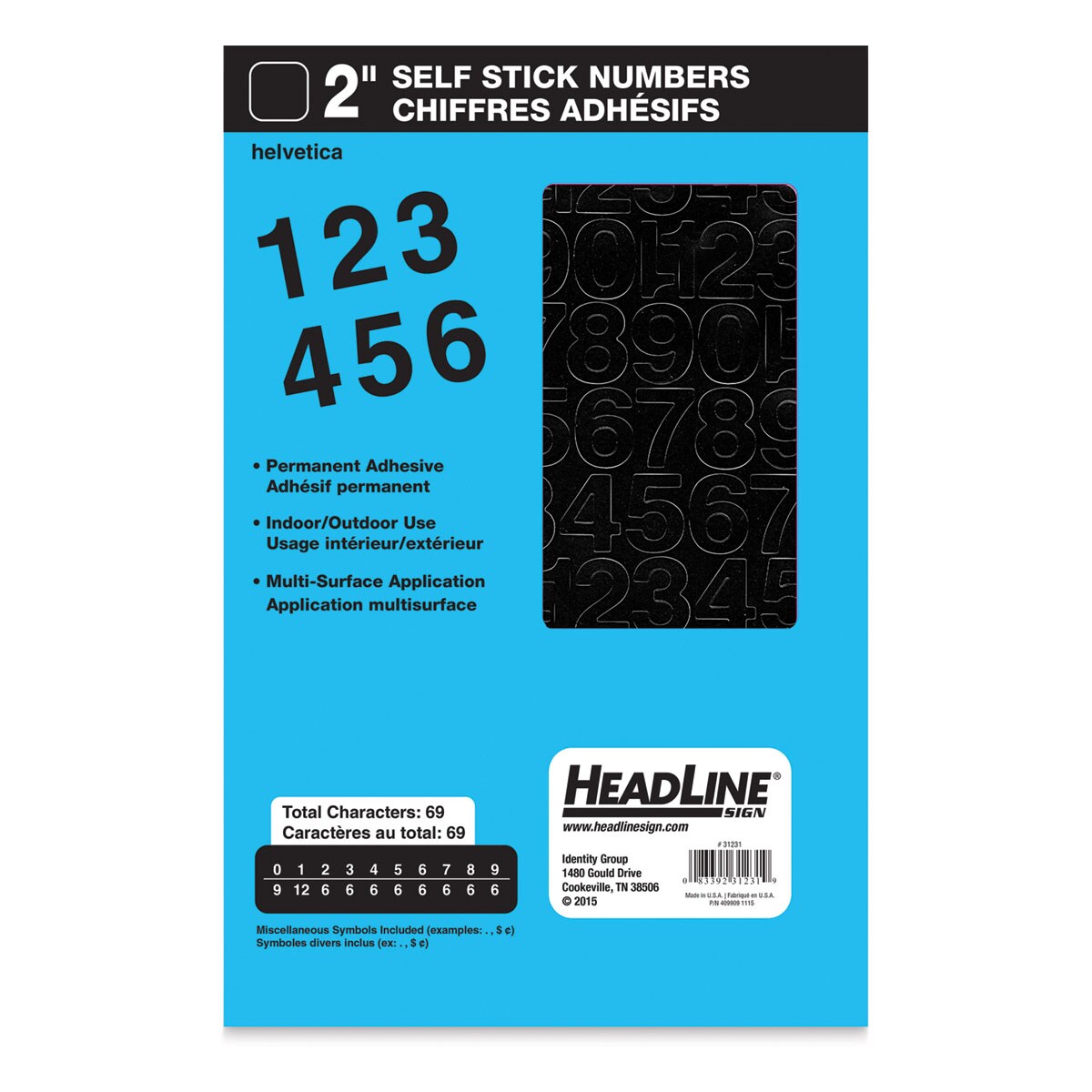 Headline Vinyl Letters and Numbers – 2” Numbers, Helvetica, Black