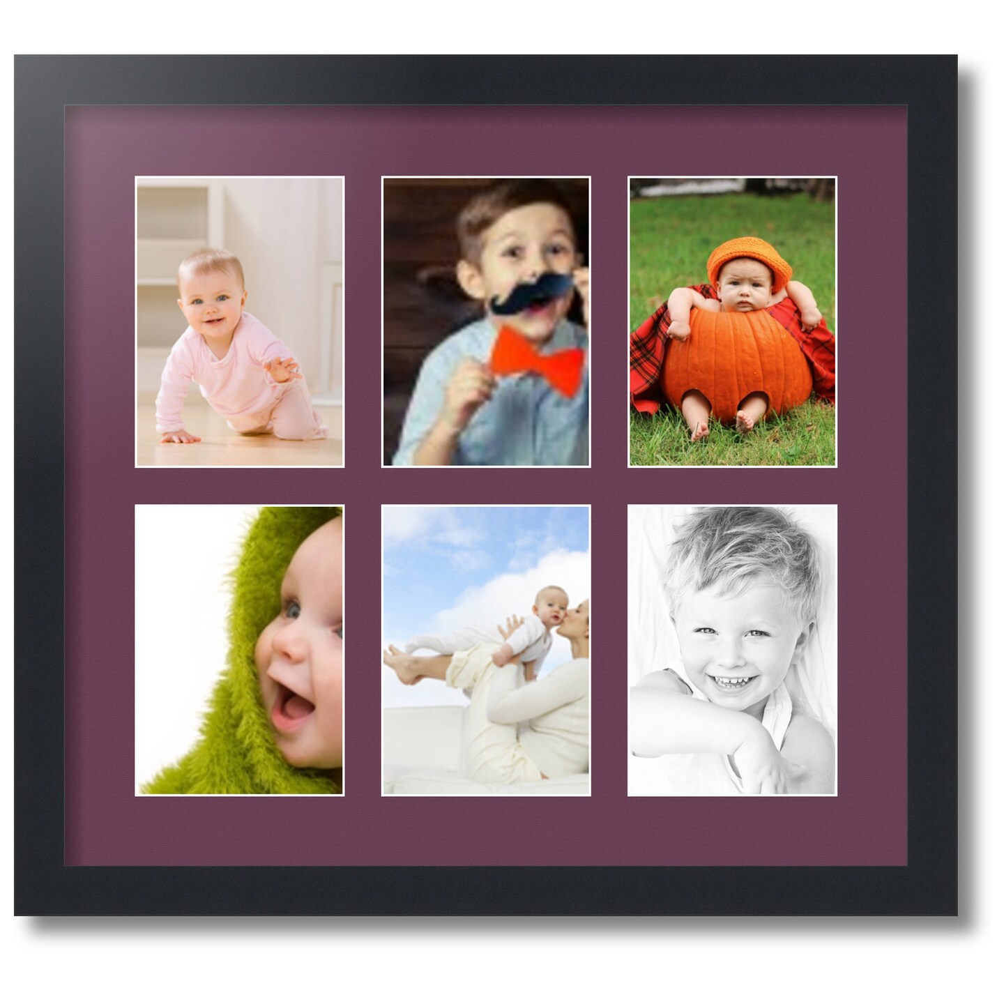 ArtToFrames Collage Photo Picture Frame with 6 - 5x7 inch Openings, Framed in Black with Over 62 Mat Color Options and Plexi Glass (CSM-3926-2041)