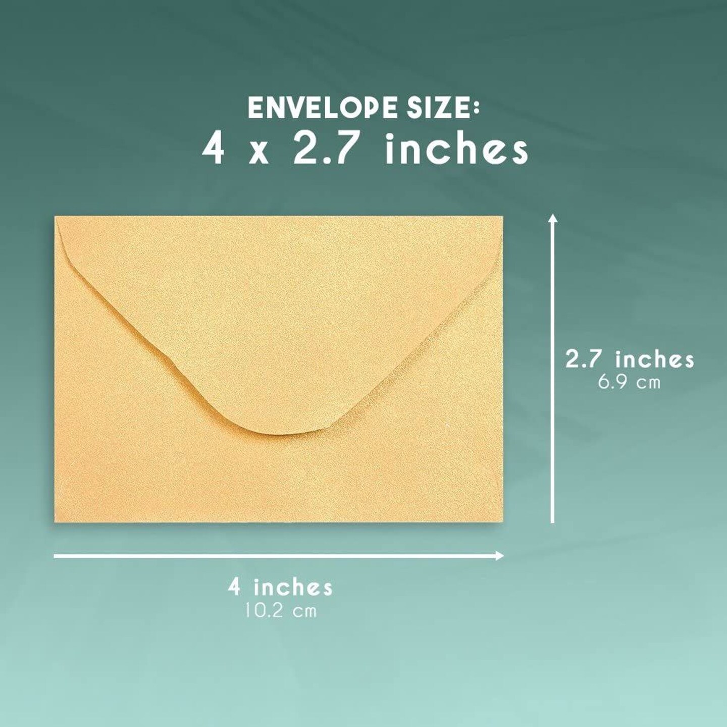 Mini Envelopes - 100-Count Bulk Gift Card Envelopes, Gold Business Card Envelopes, Bulk Tiny Envelope Pockets for Small Note Cards, 4 x 2.7 Inches