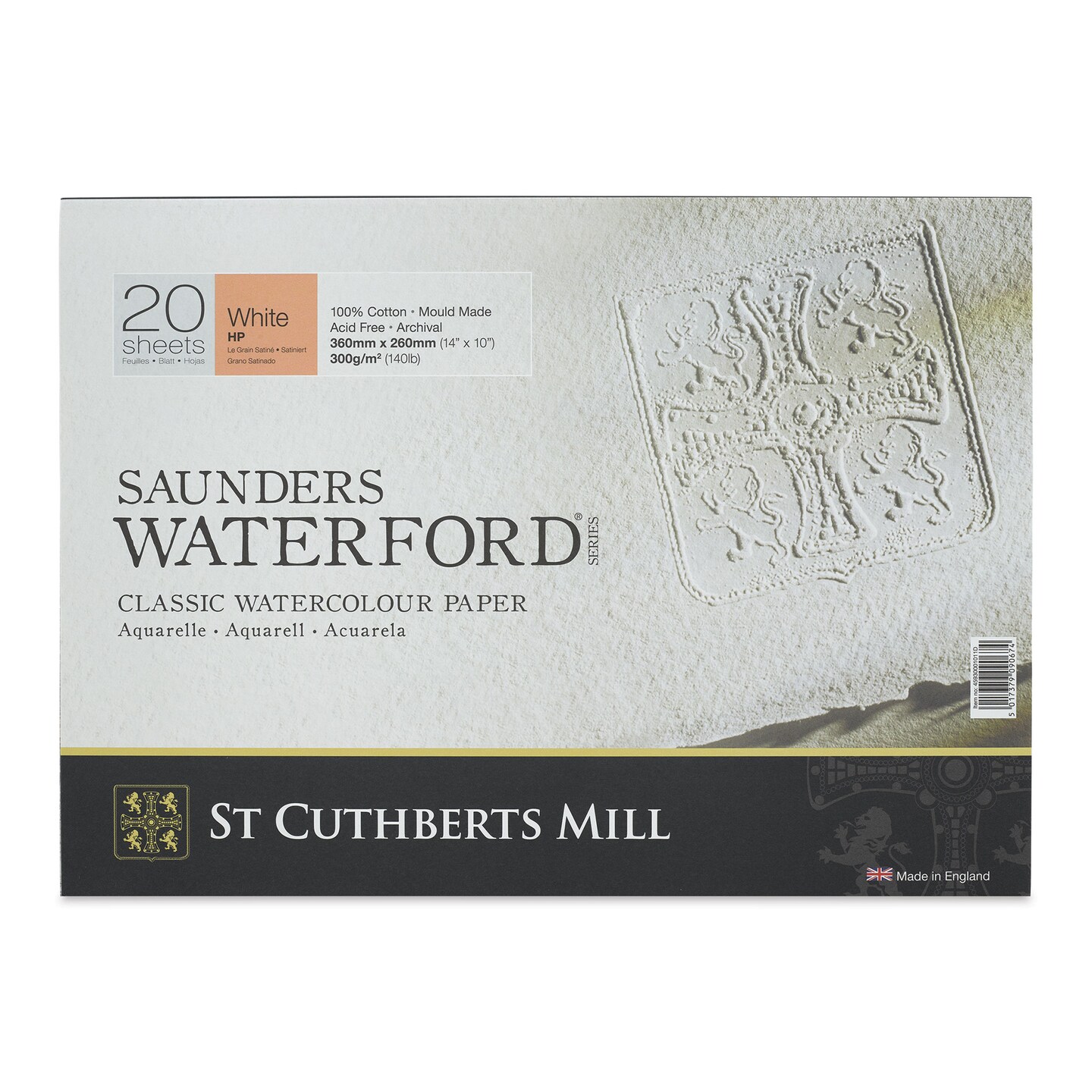 Saunders Waterford Watercolor Block - 10" x 14", Hot Press, 140 lb, 20 Sheets