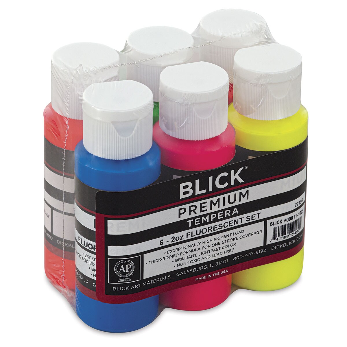 Blick Premium Grade Tempera - Fluorescent Colors, Set of 6, 2 oz