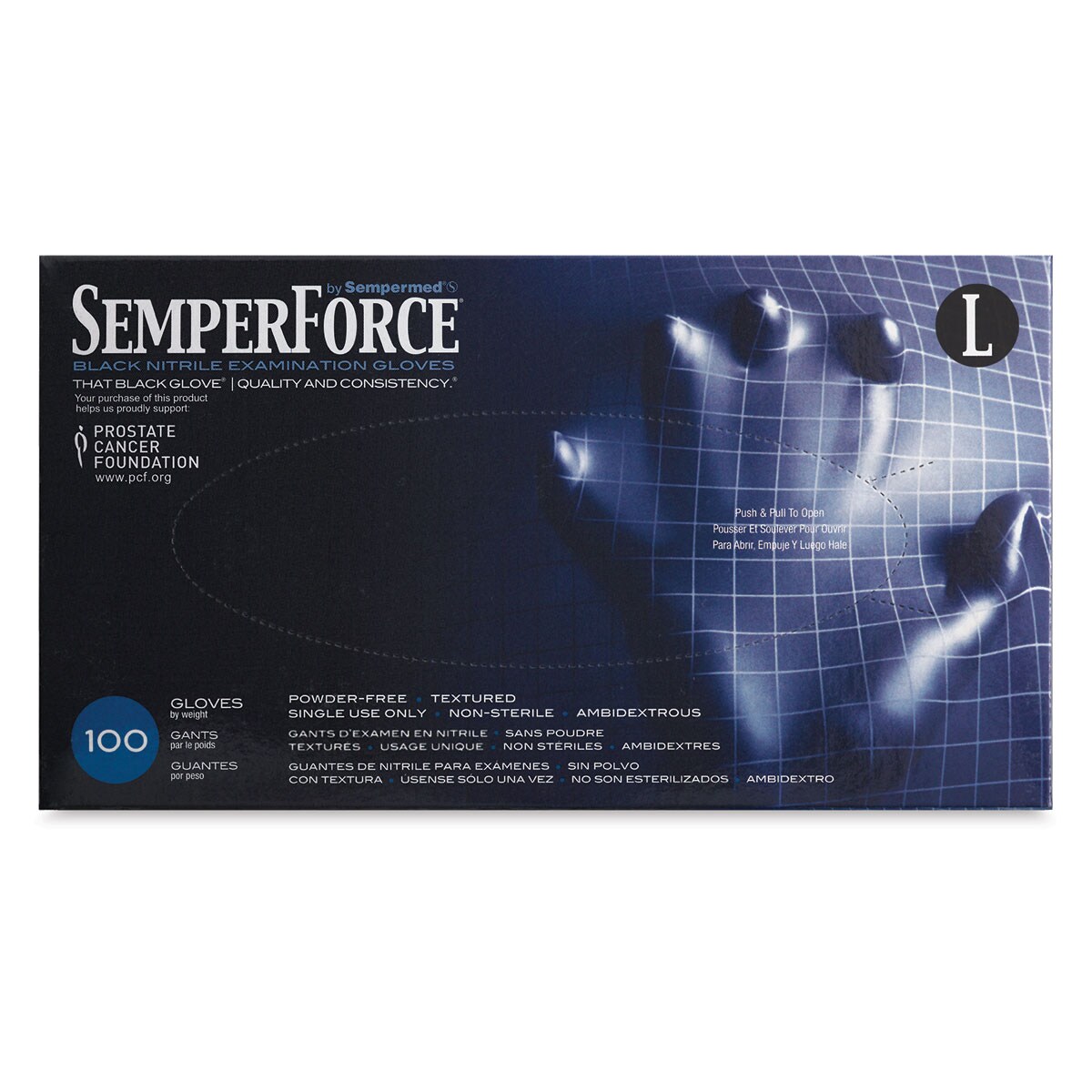 SemperForce Black Textured Nitrile Gloves, Box of 100 - Large