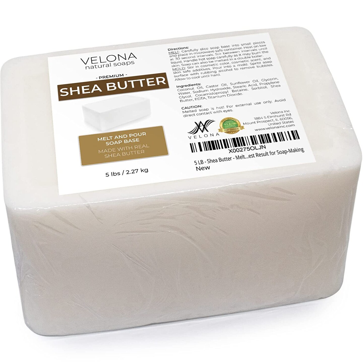 5 LB - Shea Butter - Melt and Pour Soap Base by Velona | SLS/SLES Free | Natural Bars for The Best Result for Soap-Making