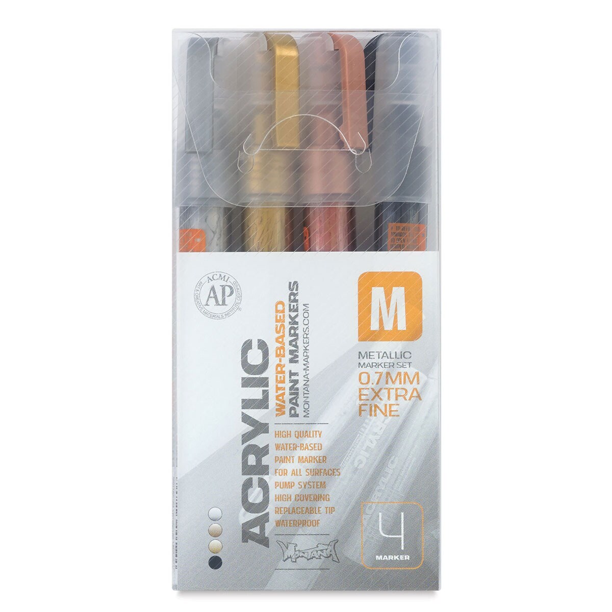 Montana Acrylic Markers - Metallic, Set of 4, Extra Fine Point