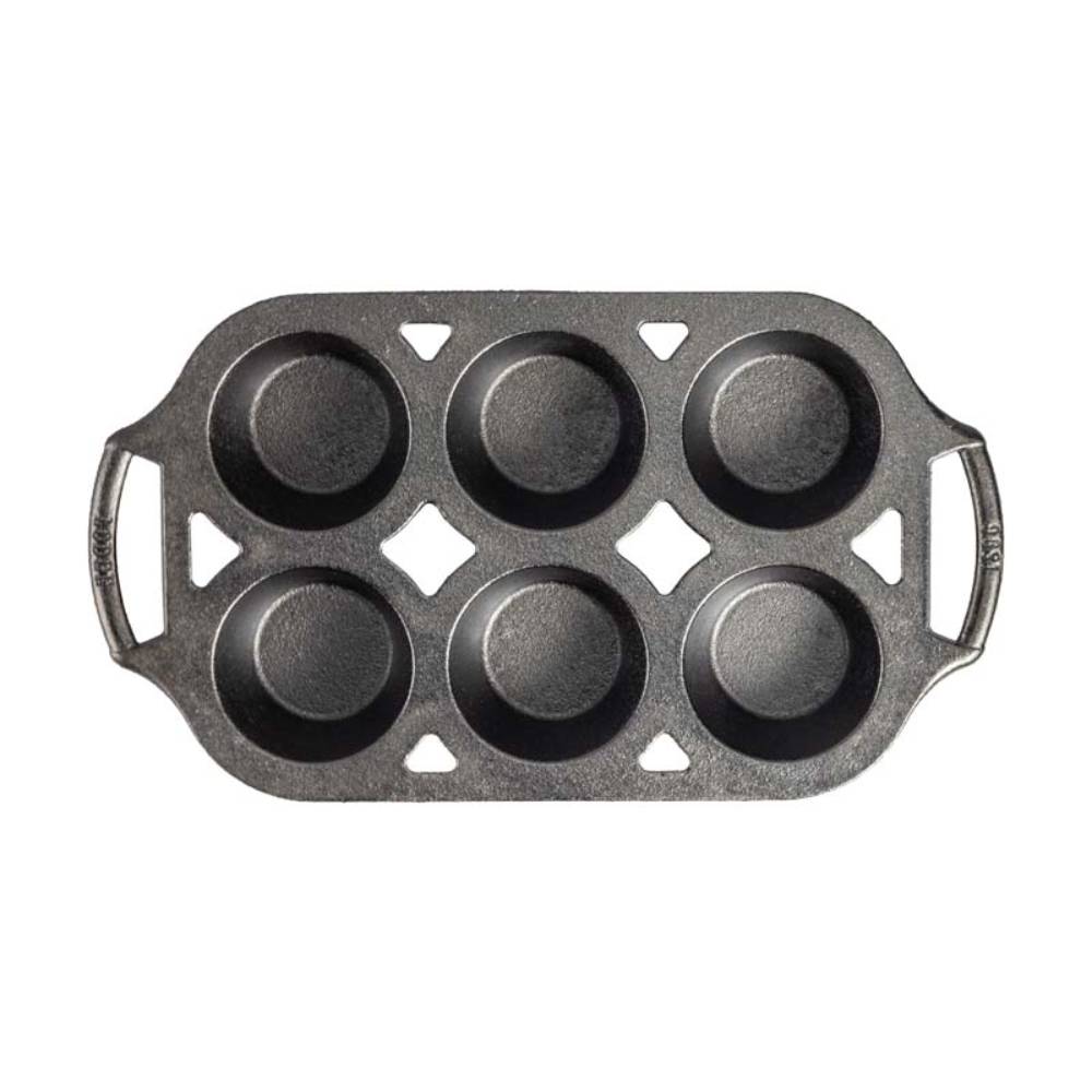 Lodge Cast Iron Muffin Pan, Pre-seasoned and Dual Handles, Made in