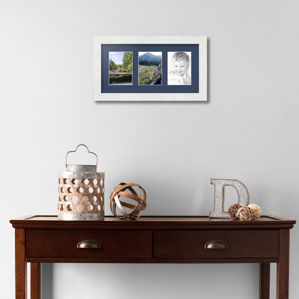 ArtToFrames Collage Photo Picture Frame with 3 - 3.5x5 inch Openings, Framed in White with Over 62 Mat Color Options and Regular Glass (CSM-3966-29)