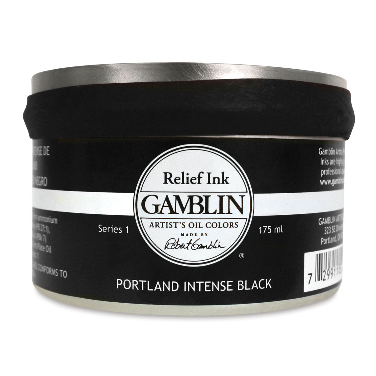 Gamblin Artist's Colors Relief Ink - Portland Intense Black, 175 ml