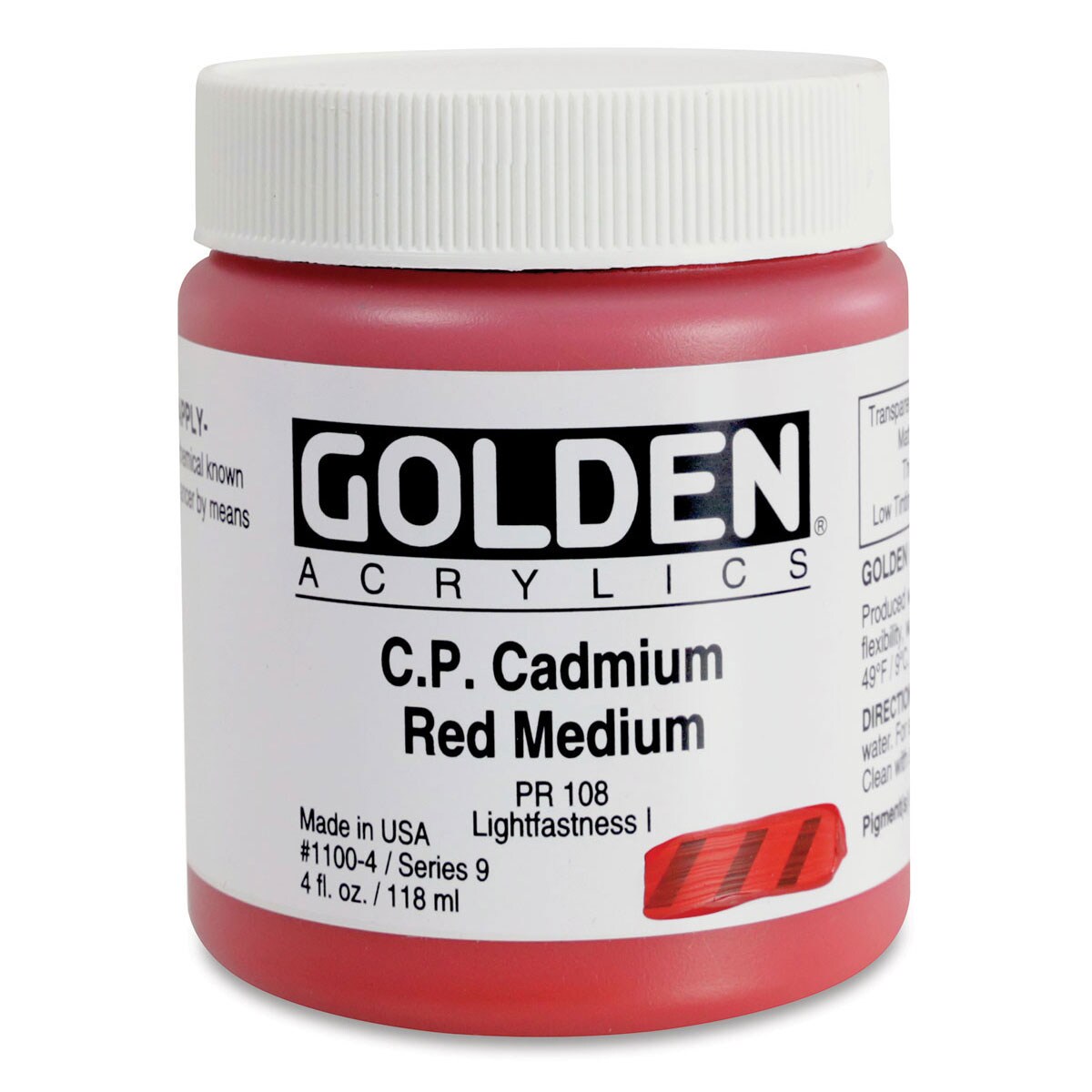 Golden Heavy Body Artist Acrylics - Cadmium Red Medium, 4 oz Jar